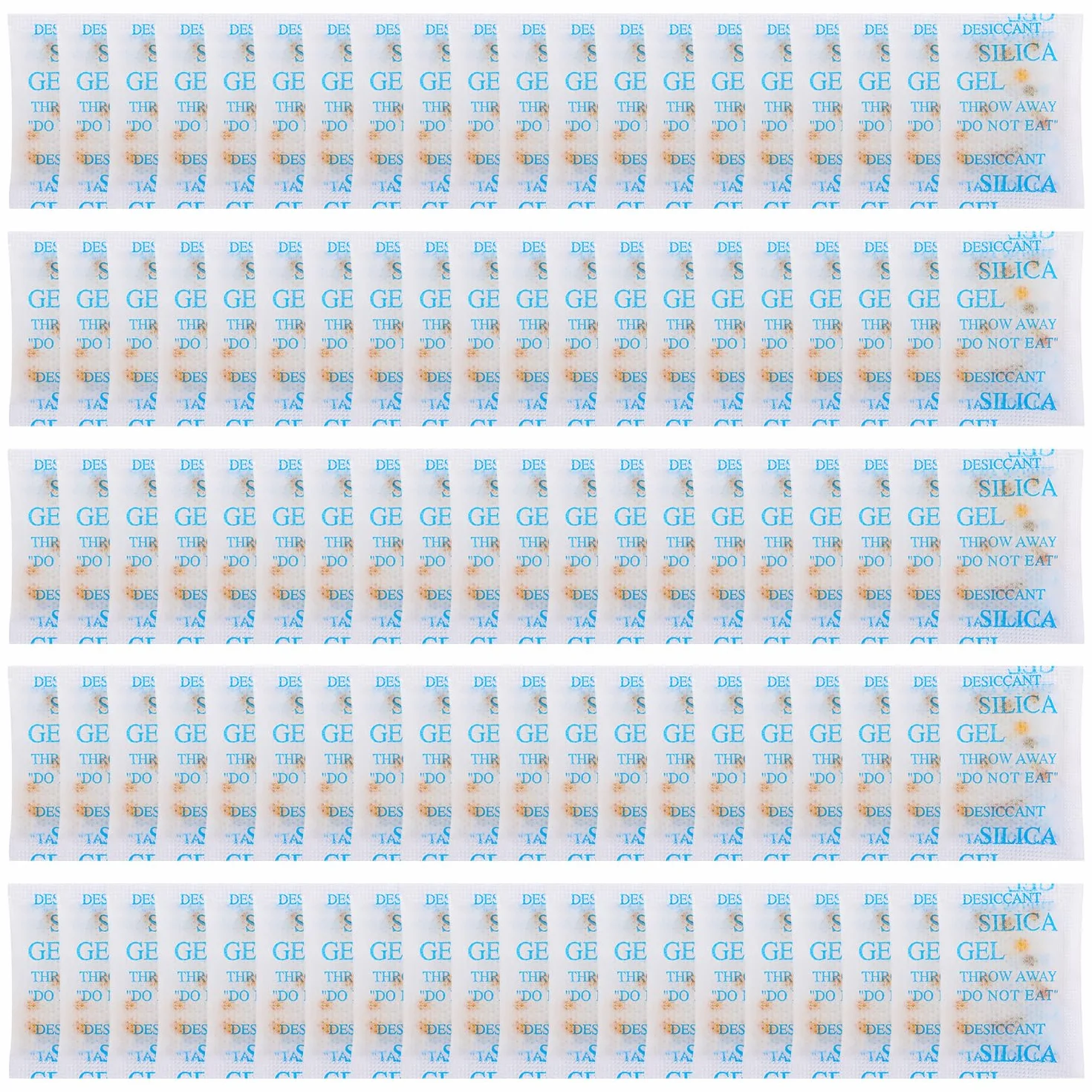 Paquetes de gel de sílice indicación de color, 100 unidades, 0.07 oz, desecante grado alimenticio, absorbente de humedad