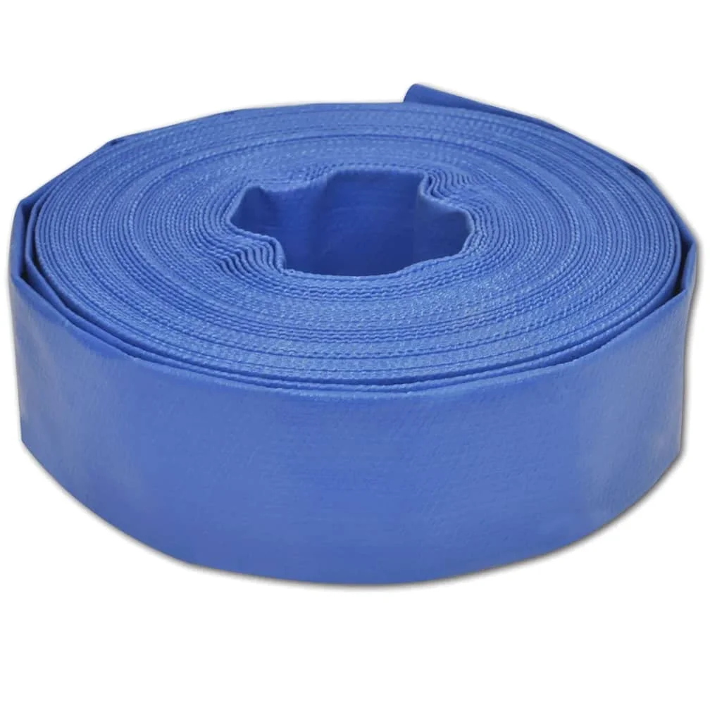 Manguera plana de 25 m 3 pulgadas PVC flexible manguera de agua con espirales y refuerzo de poliéster, incluye abrazaderas de manguera para fontanería, instalación, alta presión y tuberías de