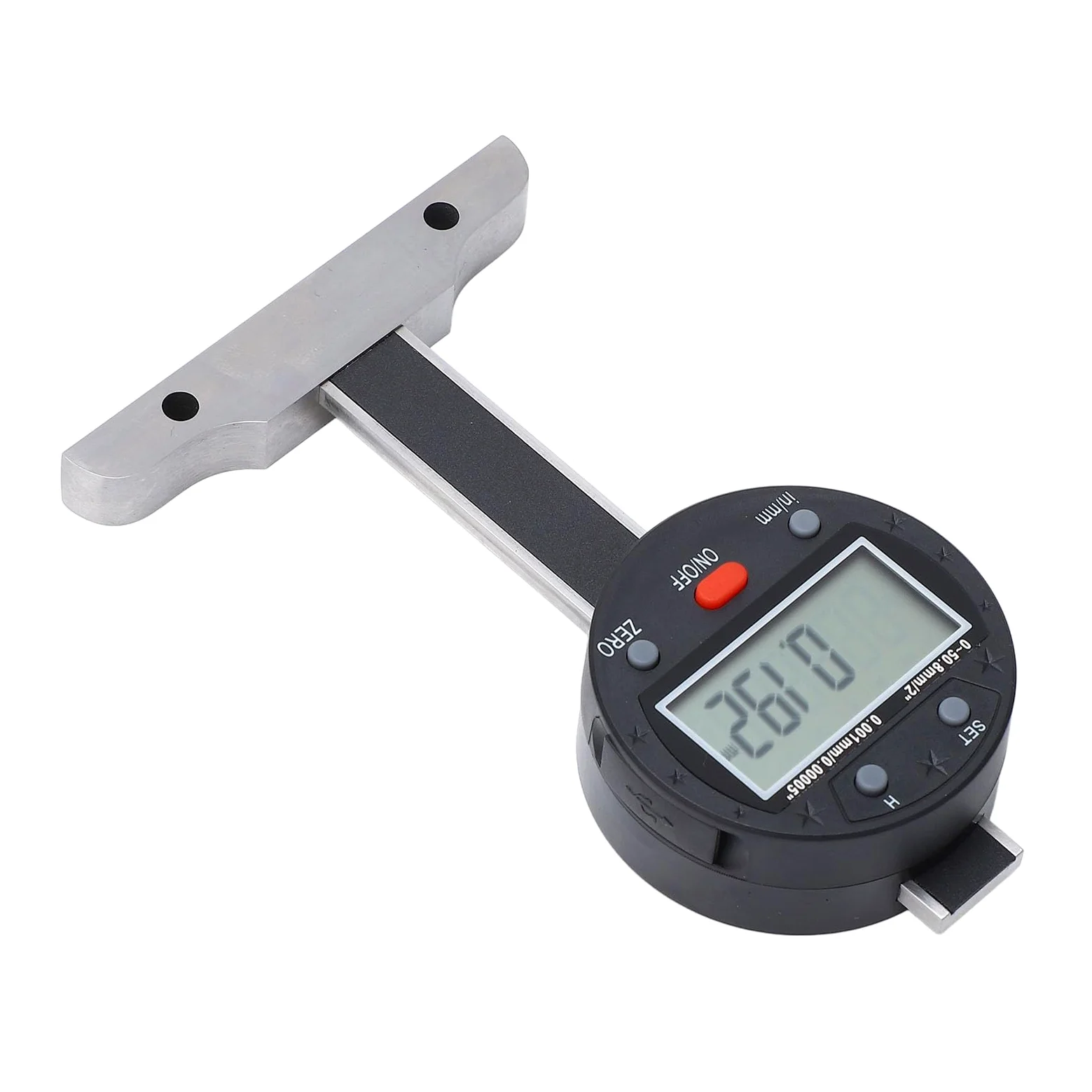 KIMISS Micrómetro Digital de Calibre de Profundidad de 0 a 50,8 Mm para Mediciones Precisas, Herramienta de Medición Electrónica de Alta Precisión con Puerto USB