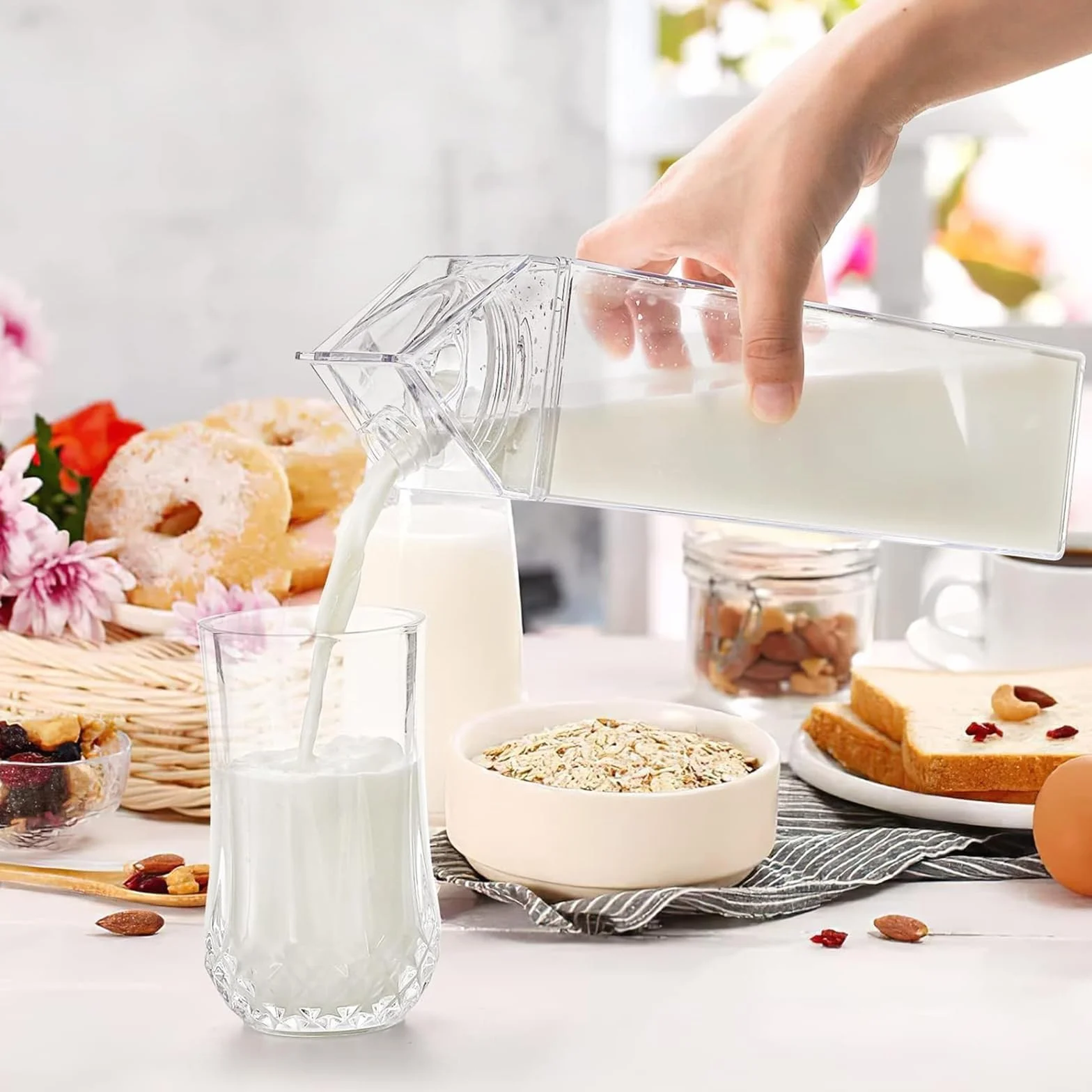 2 Piezas Botella de Agua Transparente, 500 ml de Cartón de Leche transparente, Reutilizable Botella Contenedor de Zumo, Botella de Agua Transparente de Gran Capacidad, para Almacenar Bebidas, Leche
