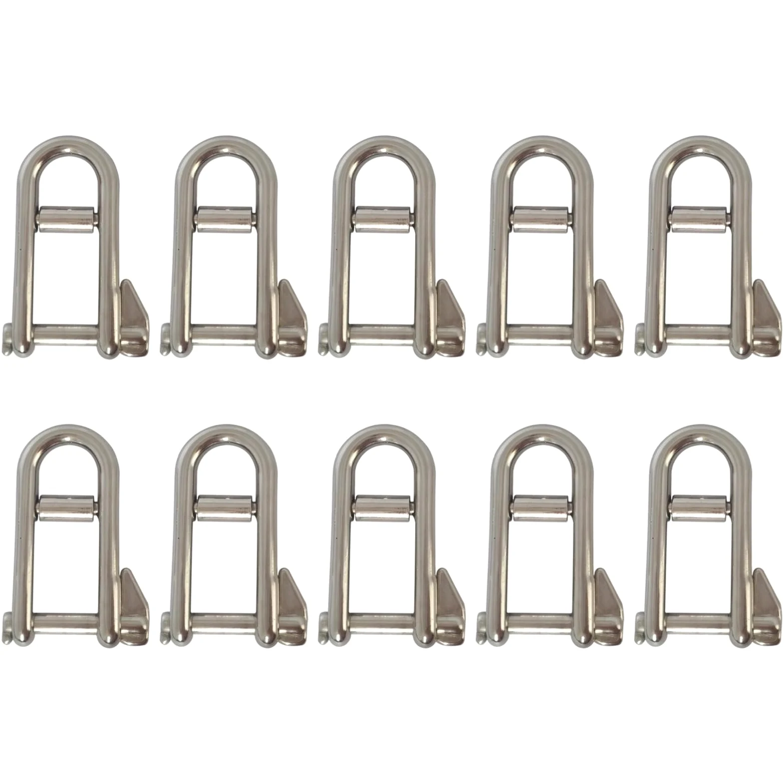 10 grilletes en D de acero inoxidable AISI316, grillete de horquilla de grado marino con pasador de llave cautiva, 0.3 pulgadas, antirrobo, 2.4 x 0.8 pulgadas / 6.1 x 2.2 cm, hardware de aparejo