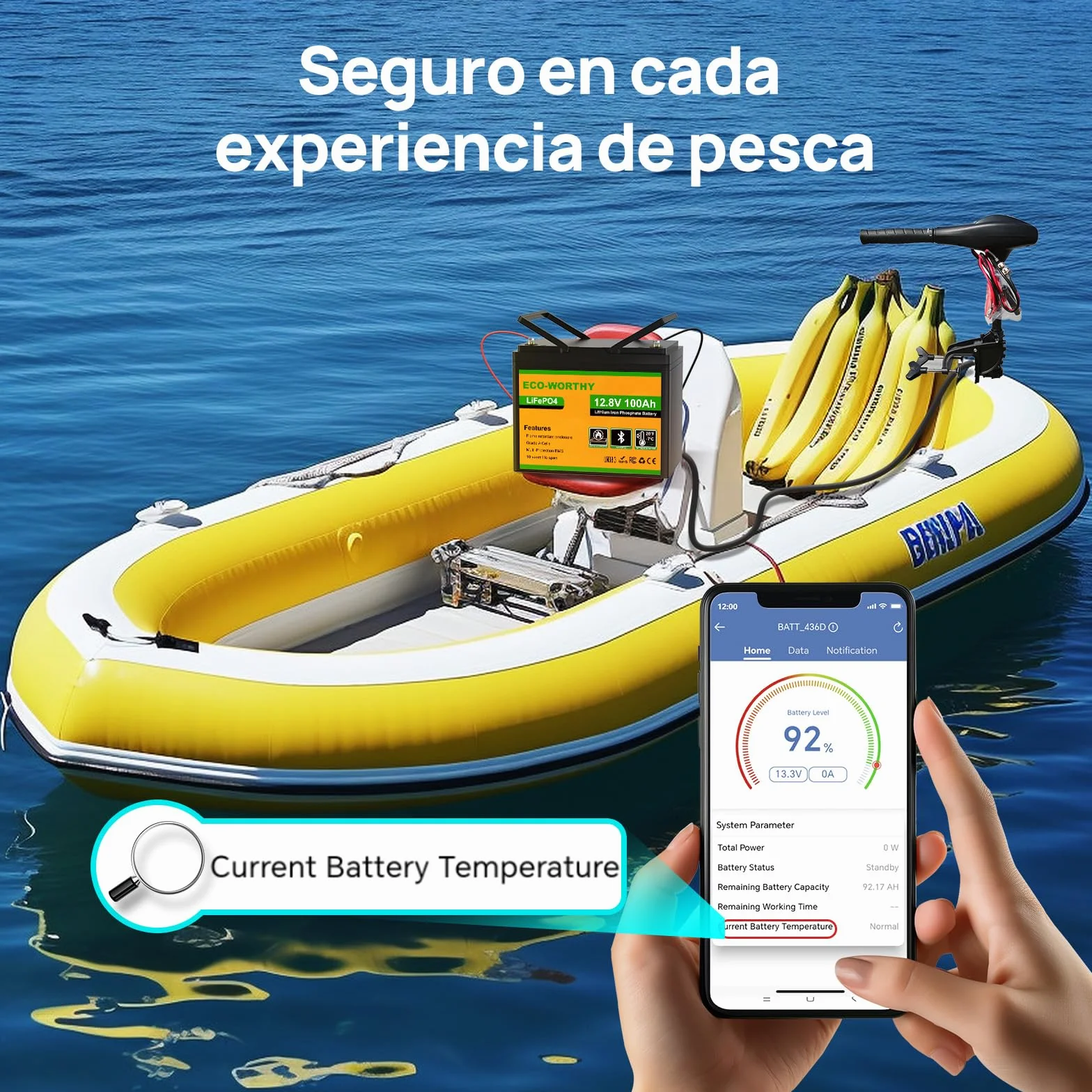 ECO-WORTHY Batería LiFePO4 12V 100Ah Bluetooth BMS Protección Baja Temperatura 1280Wh para Autocaravanas