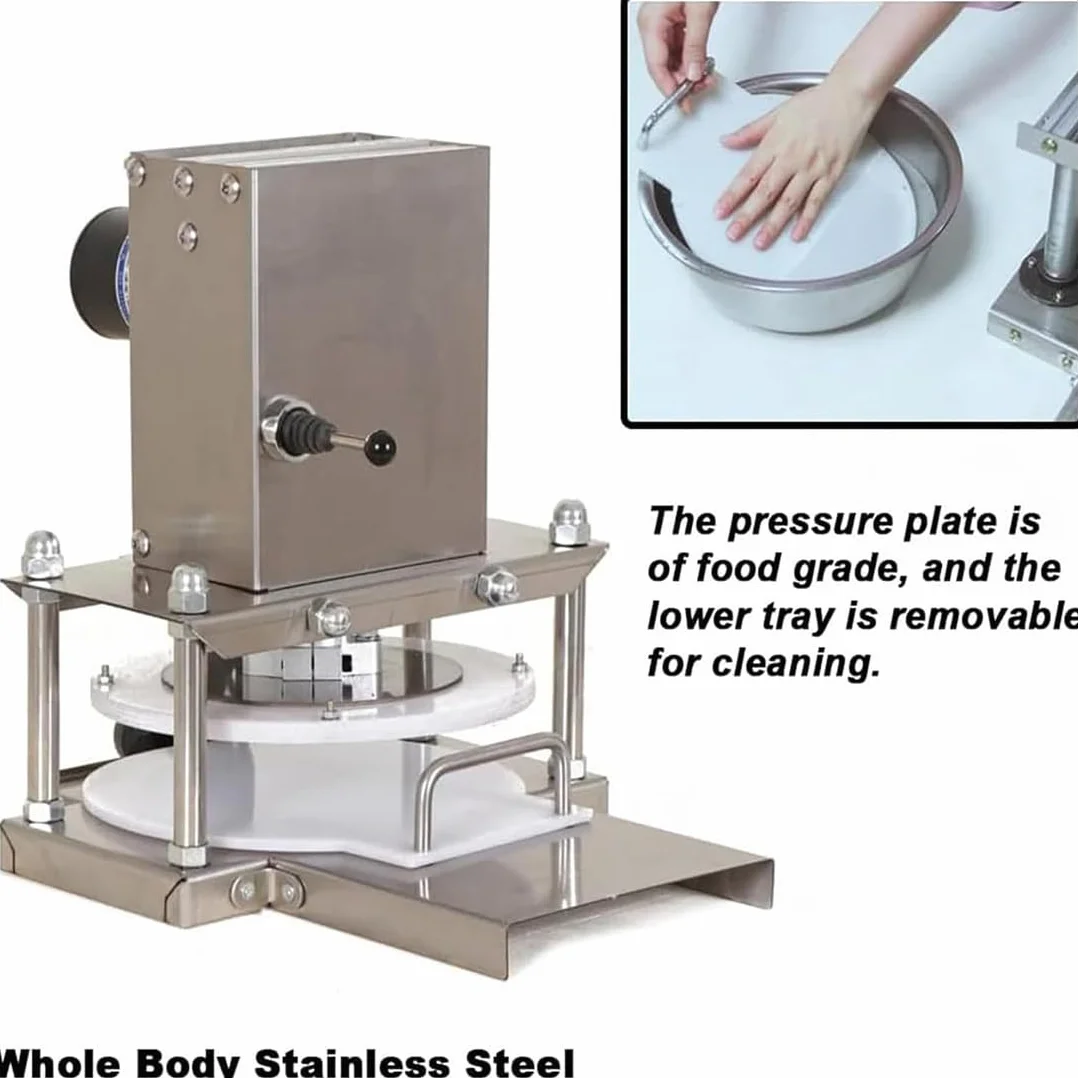 Máquina de Prensa de Masa de Pizza eléctrica 8.6 Pulgadas Mas Masa eléctrica Roller Sheeter Pizza Pizza Pastry Prestry Machine para presionar Pasteles de Mano de Pizza