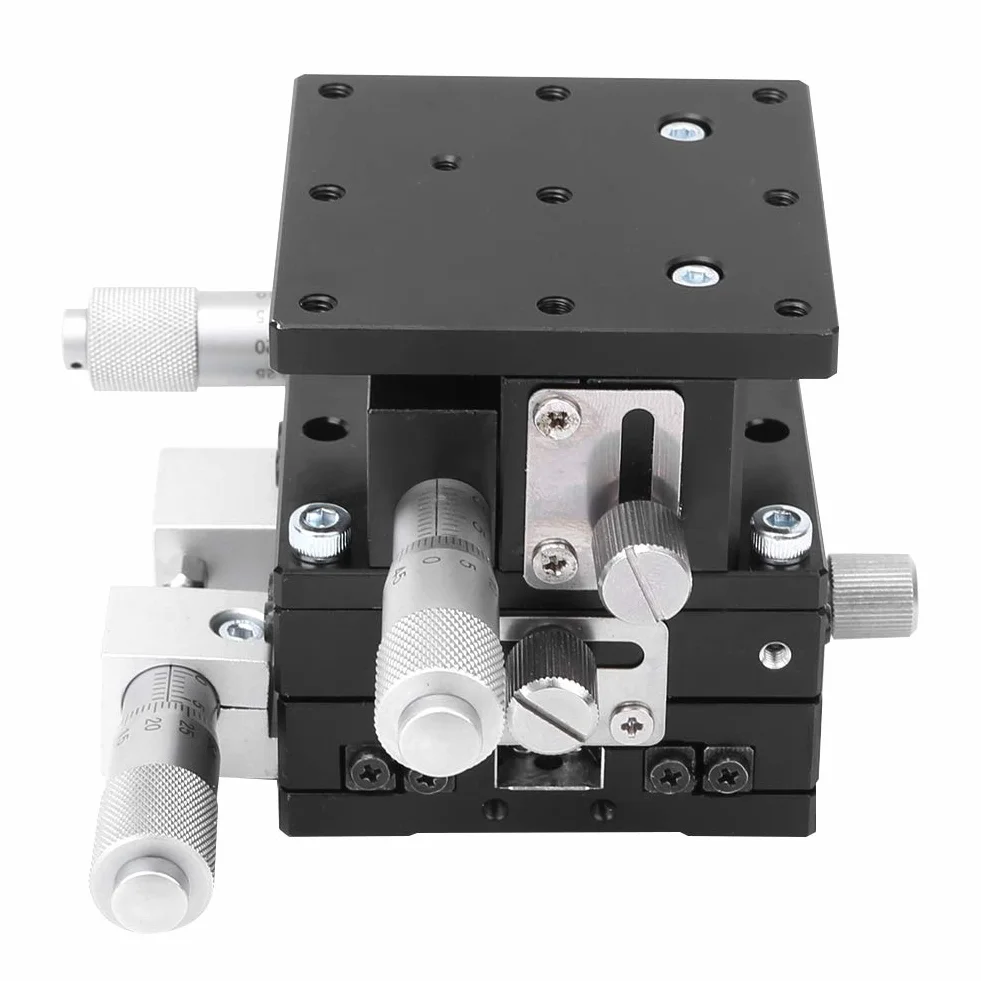 LD60-LM XYZ Plataforma de Recorte de Escenario Lineal de 3 Ejes, 60 x 60 mm Plataforma de Ajuste de Cojinete de Ajuste de Plataforma Lineal Manual Mesa deslizante