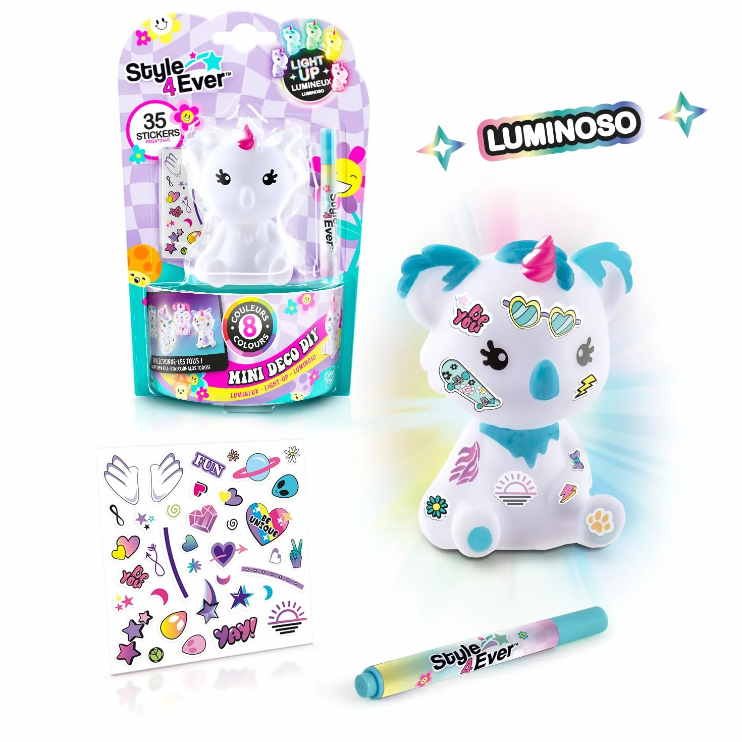 Canal Toys Style 4Ever Mini Deco DIY con Luz LED Surtido Rotulador Pegatinas