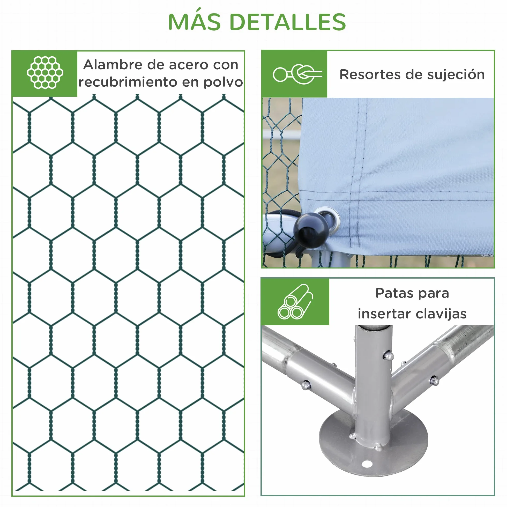 PawHut Gallinero Exterior Grande Acero Galvanizado 380x280x195 cm 2 Pisos para 10-12 Gallinas