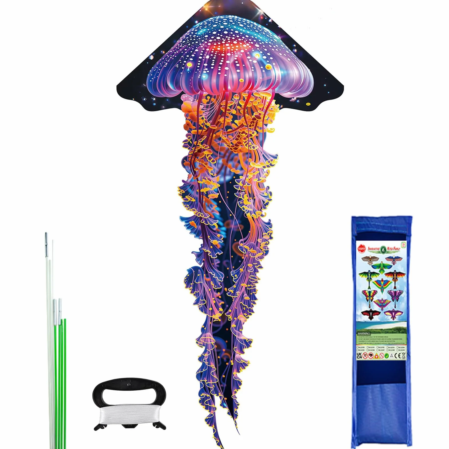Cometa de Forma-de-Medusa 110x55Inch para Niños y Adultos Principiantes Juegos al Aire Libre