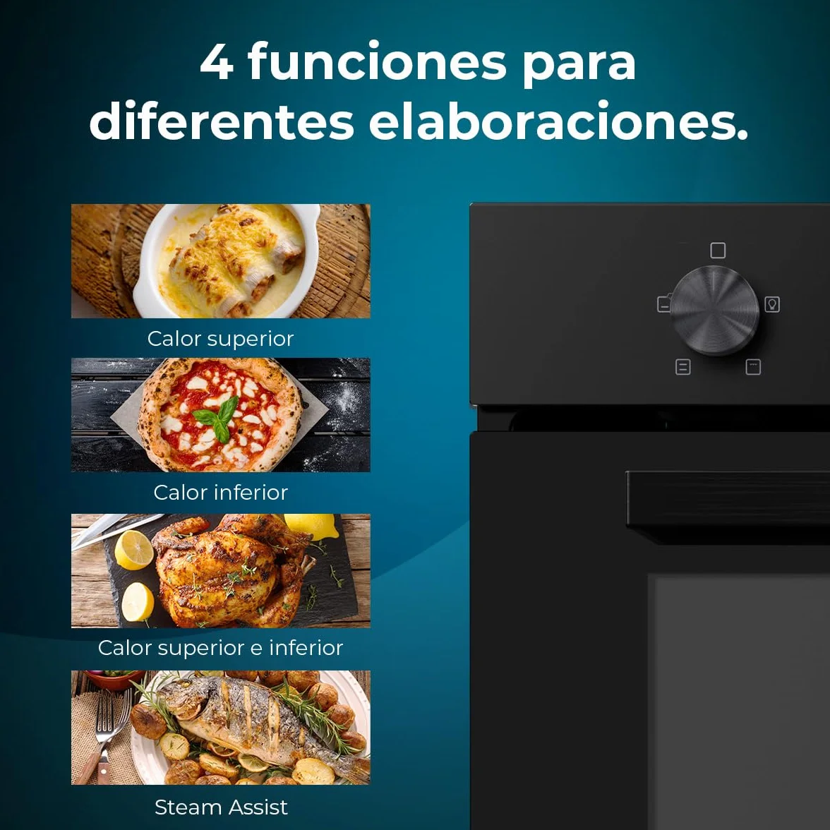 Cecotec Horno Integrable Convencional Bolero Hexa C136000 2800W 77L Steam Assist Triple Glass
