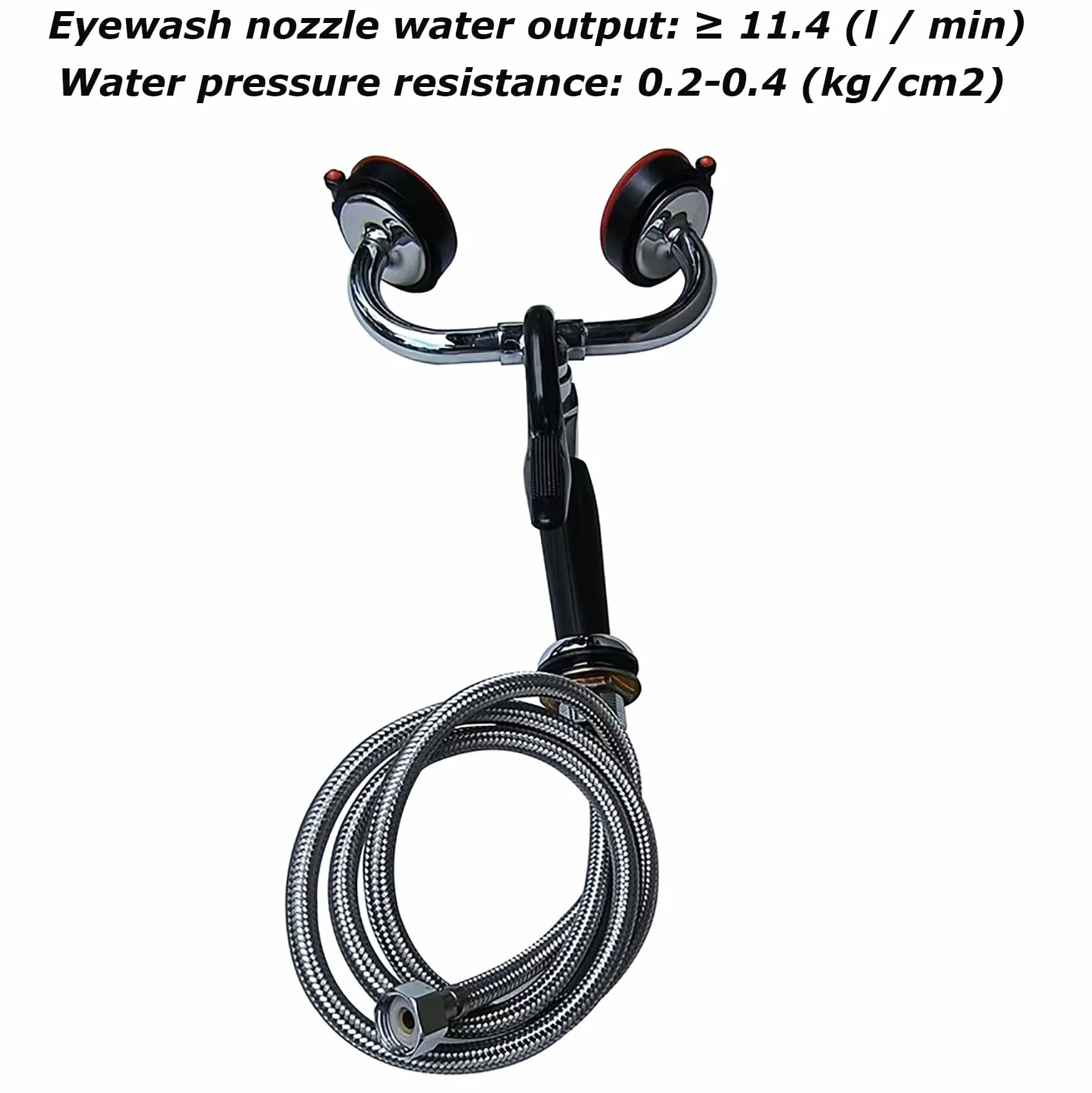 Estación de lavado de ojos de doble boca con ajuste de caudal, boquilla de lavado de ojos con salida de agua ≥ 11,4 l/min para laboratorio e industrial