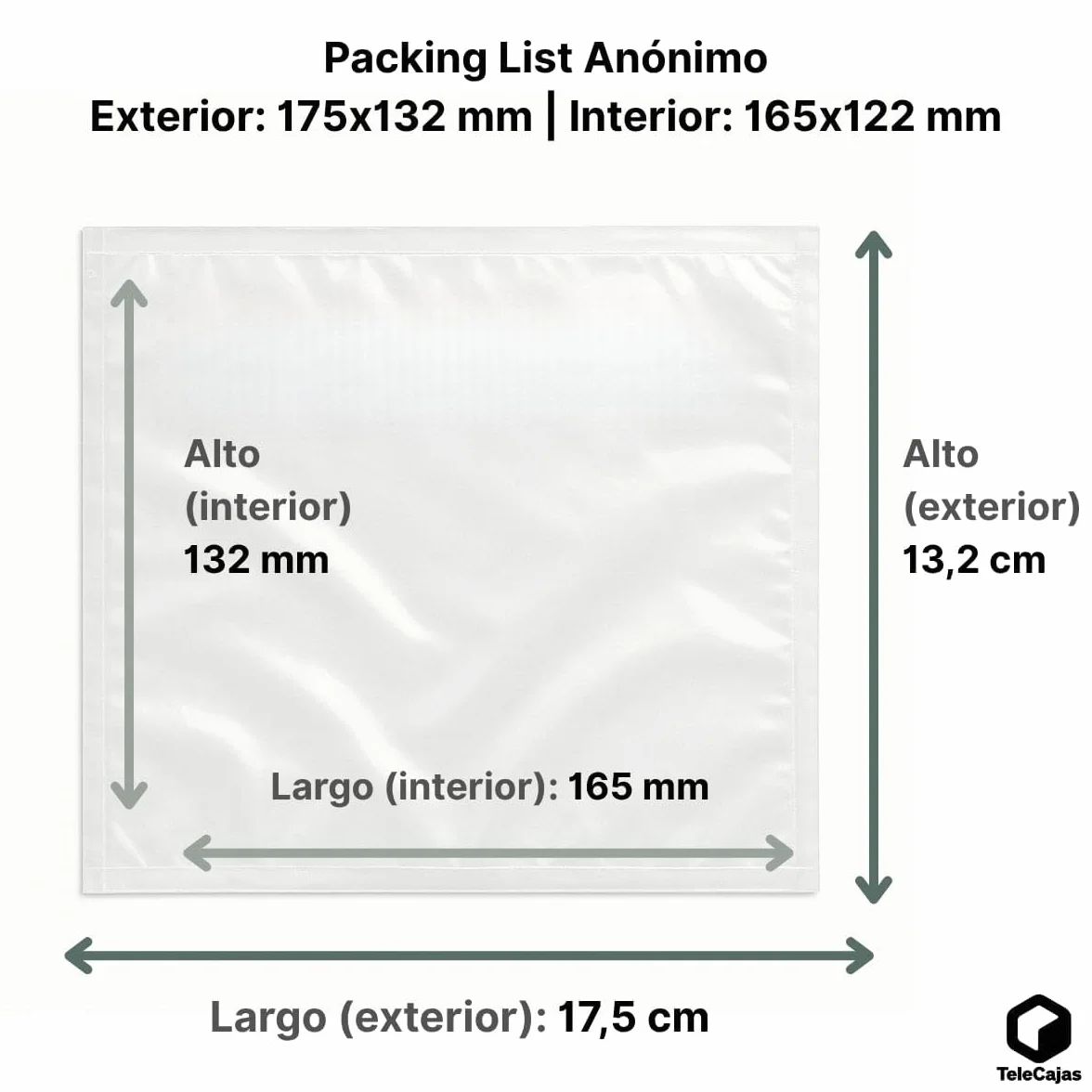 Packing List 175x132 mm A4 Doblado en 4 Sobres para Documentación Pack de 1000