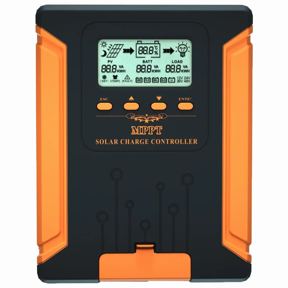SolaMr 100A MPPT Regulador de Carga Solar 12V/24V/36V/48V Auto con Pantalla LCD Regulador de Panel Solar Max 180V Entrada para Gel Sellado Inundado y Batería de Litio-CM-100A