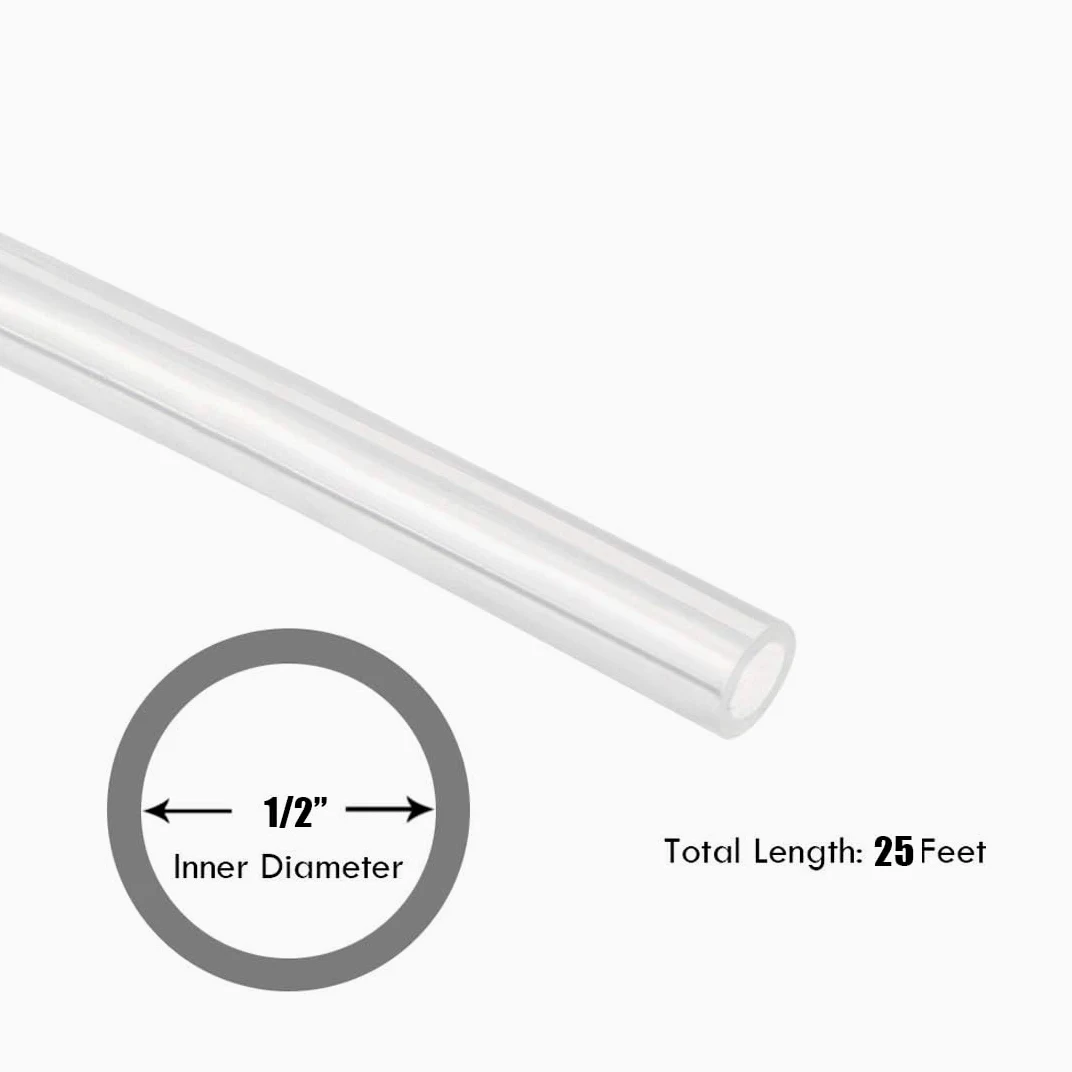 Tubo de silicona de 1/2 pulgada de diámetro interior, tubo de silicona de grado alimenticio de 1/2 pulgada de diámetro interior x 3/4 pulgadas de diámetro exterior de 25 pies, tubo de