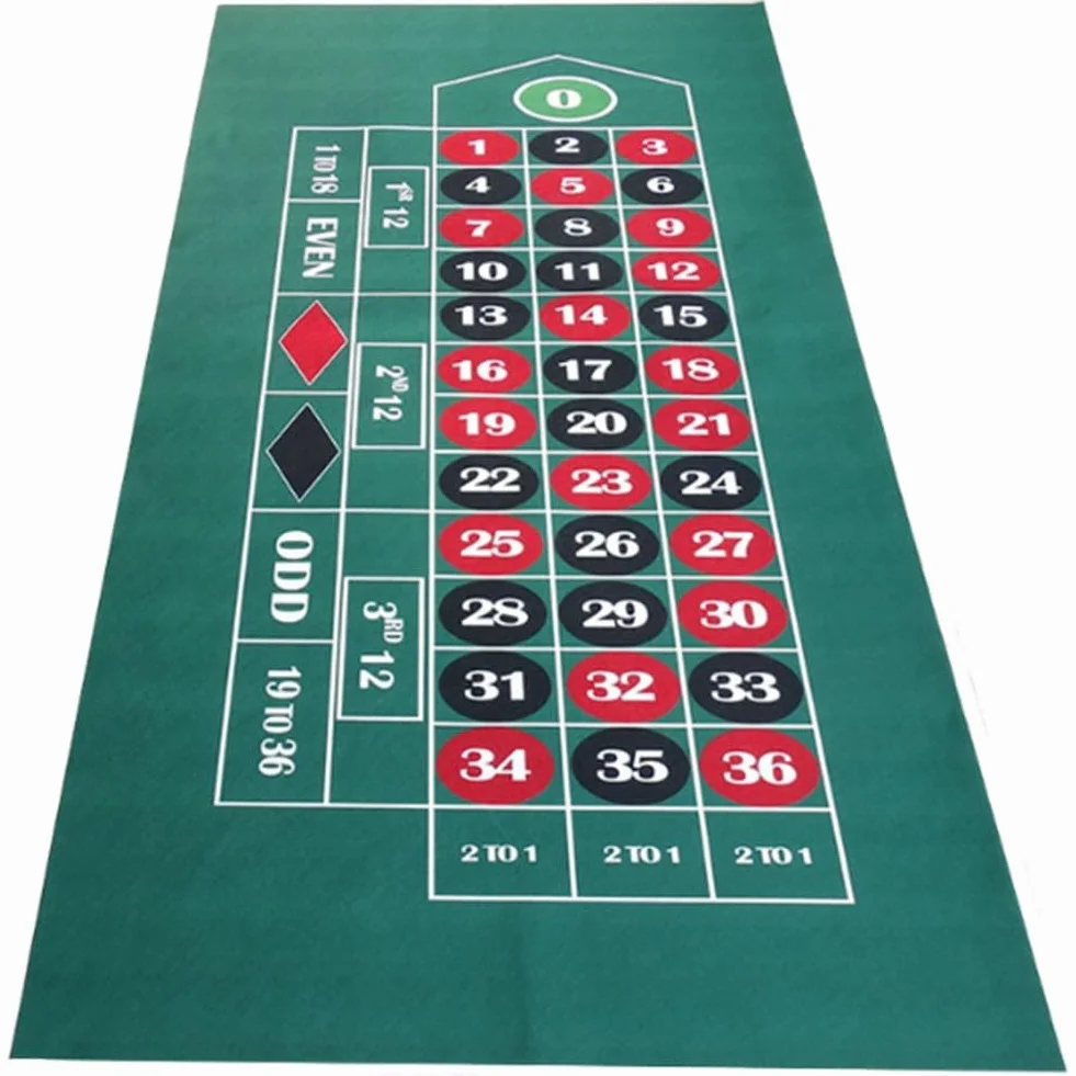 Tapete de Ruleta Portátil 180x90 cm para Juegos de Mesa y Dados