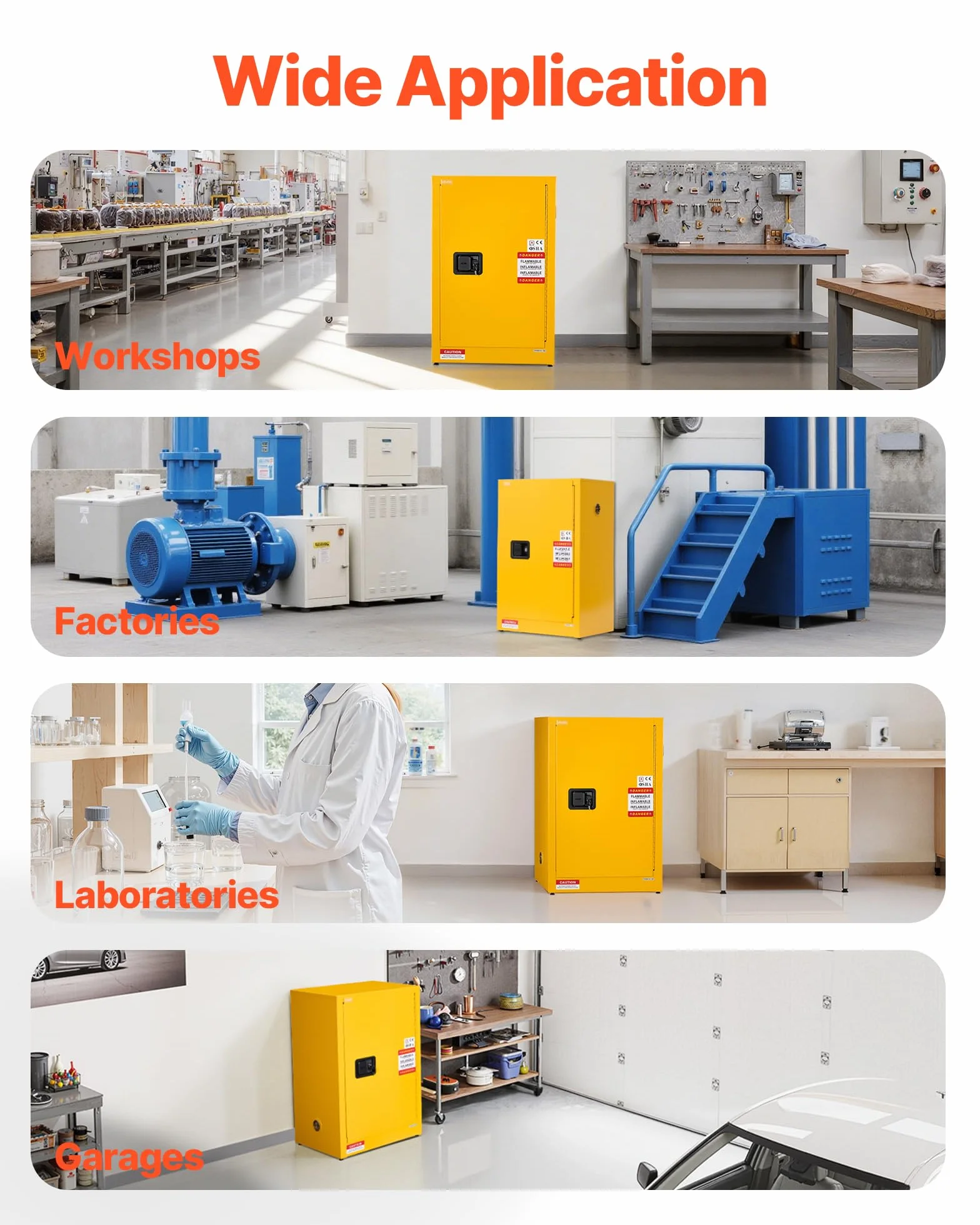 VEVOR Gabinete para Materiales Inflamables, Gabinete Ignífugo 59 x 46 x 90 cm de 49,21 L de Acero Laminado en Frío y Galvanizado con Estante Ajustable para Uso Comercial/Doméstico, Amarillo
