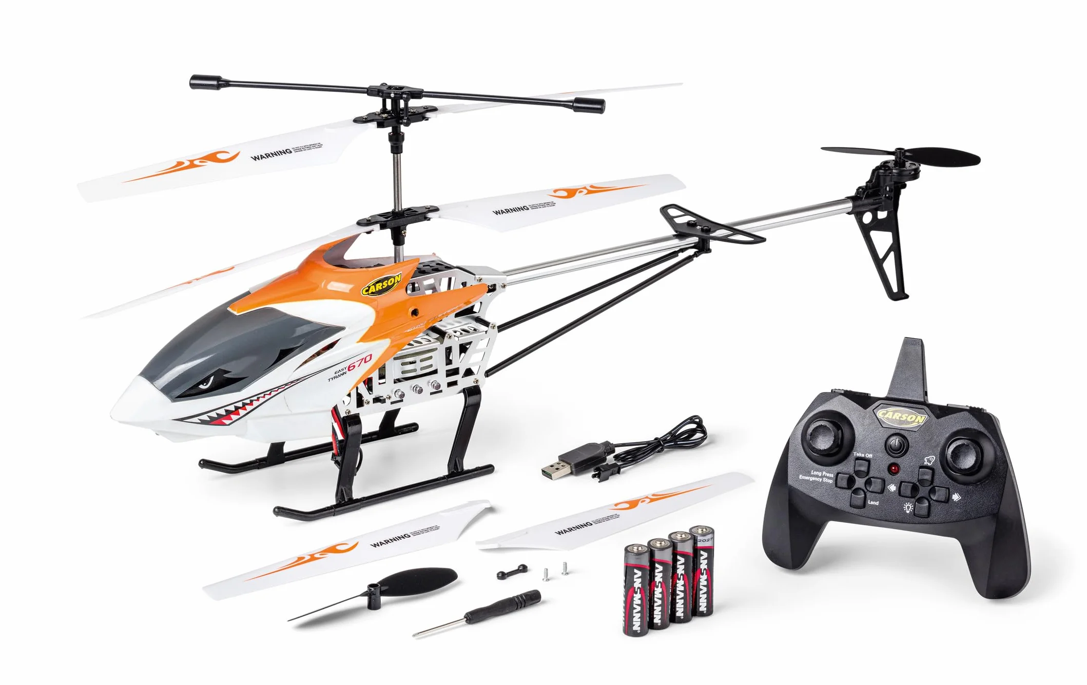 Carson Easy Tyrann 670 Autostart RTF Helicóptero RC Teledirigido Robusto para Exteriores