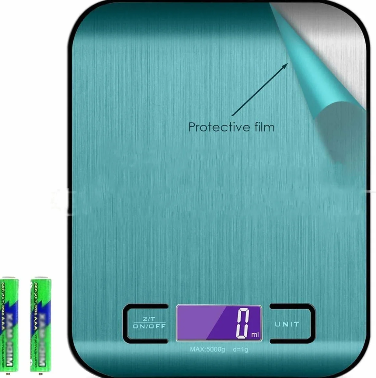 Escalas de pesaje de cocina digital, escalas de cocción de acero inoxidable electrónicas delgadas para hornear hogar/cocina, escalas de pesaje de 5 kg, pantalla LCD, fácil limpia