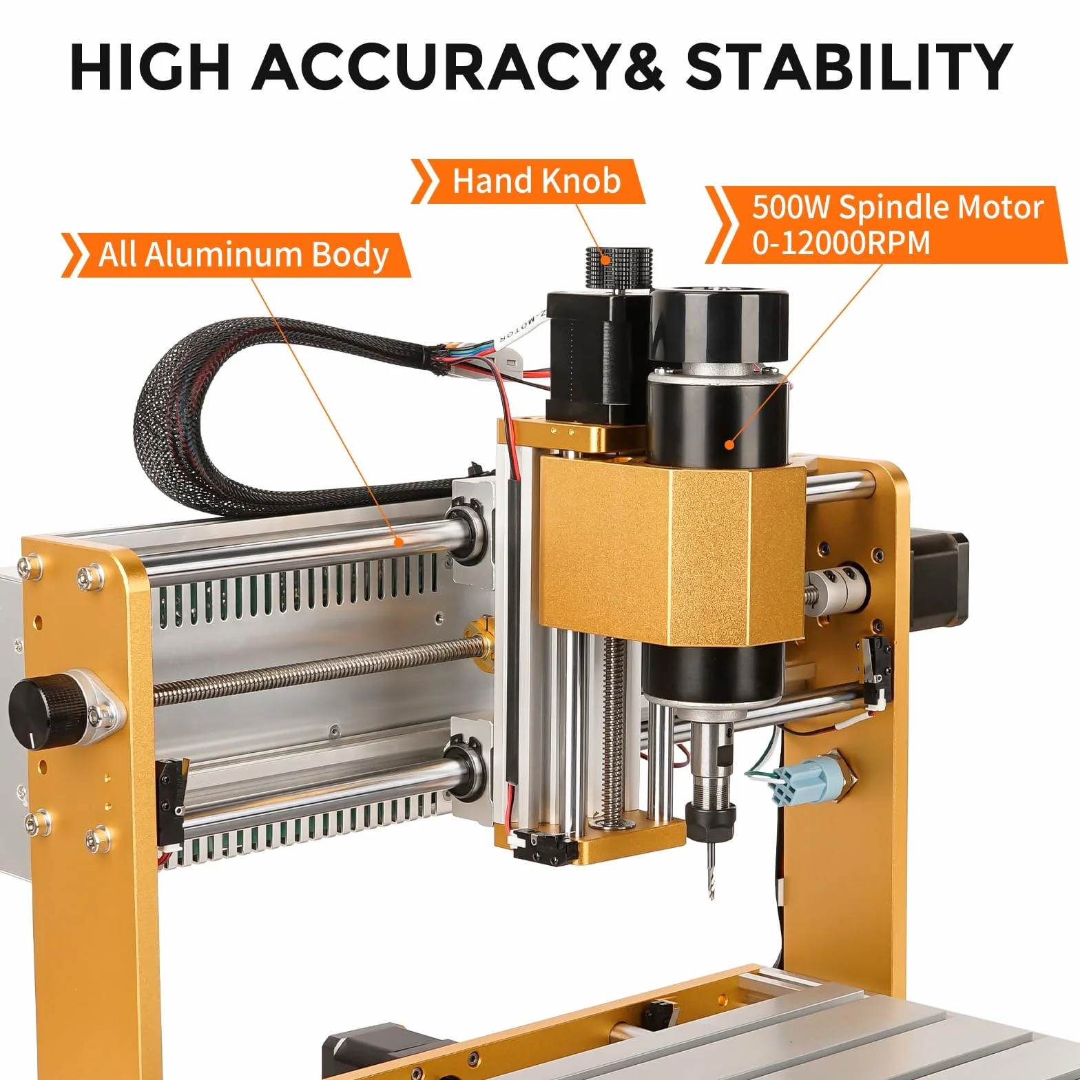 Fresadora CNC All-Metal 3018 PRO+ con husillo de 500 W, interruptores de límite y parada de emergencia, 300 x 180 x 80 mm, área de trabajo CNC para madera, acrílico, talla de aluminio