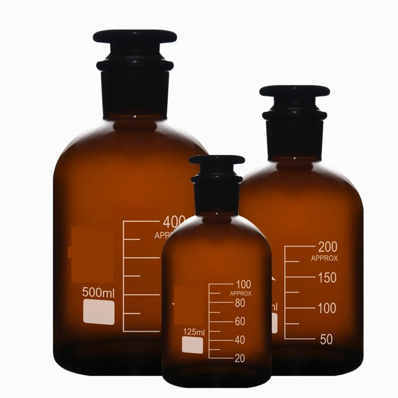 Botella de reactivo sellada con boca esmerilada de boca grande marrón de vidrio Botella de muestra de boca ancha marrón 60-1000 ml(125mlX2pcs)