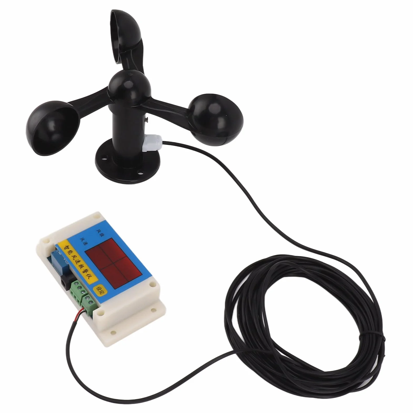 Anemómetro digital con sensor de velocidad del viento y alarma impermeable USB 5V para exteriores