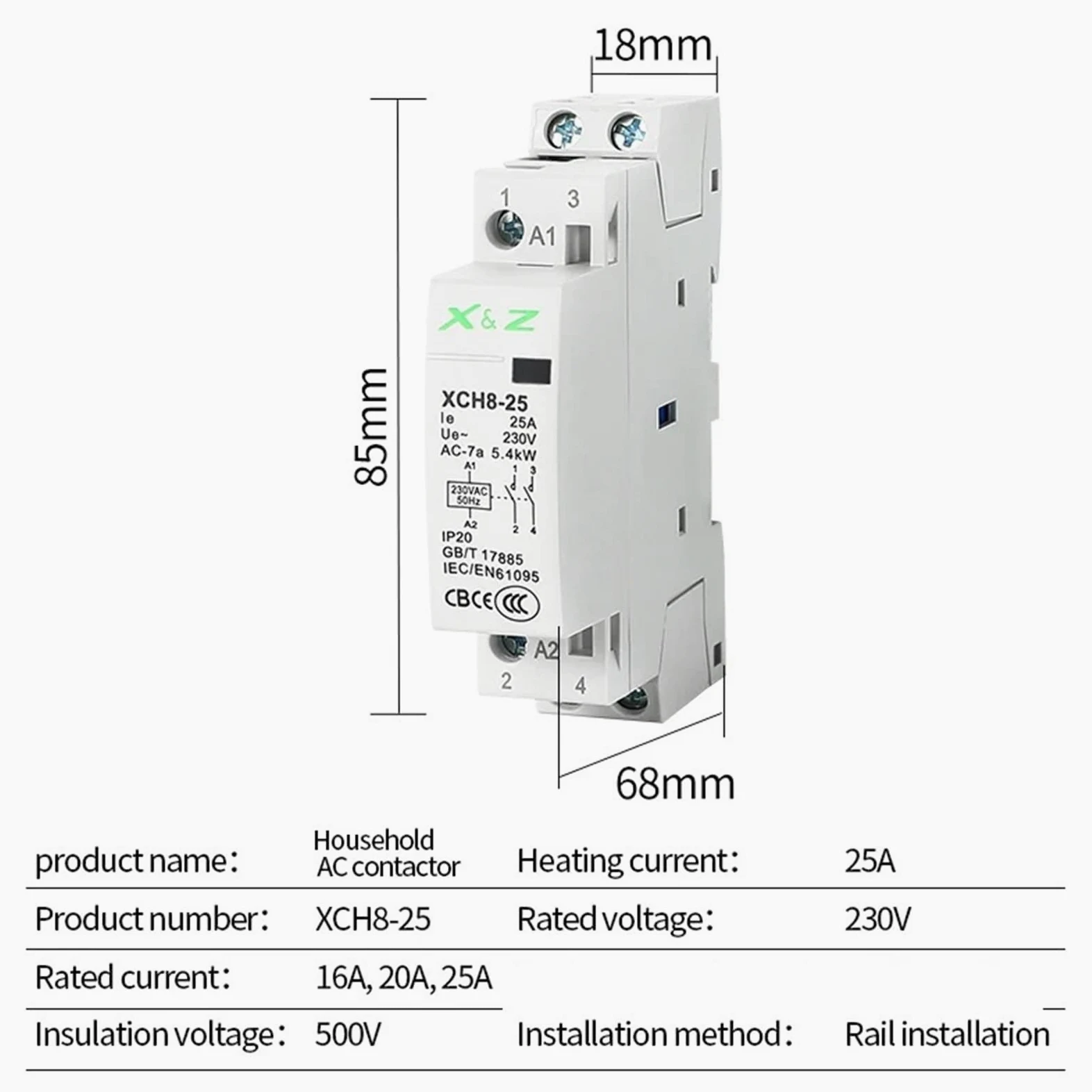 1 Uds 2P 16A/20A/25A Ac Din Rail hogar Contactor Modular interruptor de Control 220V/230V 50/60HZ 1NO 1NC 2NO 2NC(16A 2NC)