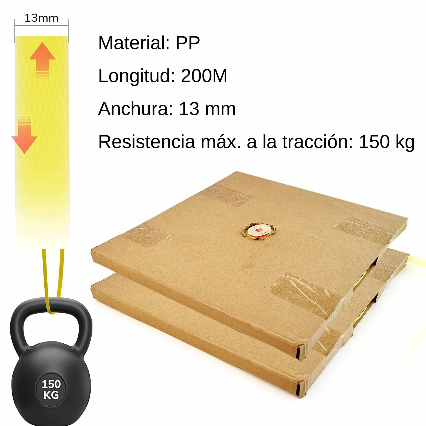 Juego de máquina flejadora de alicates, sellador de tensor de fleje de PP/PET, sellado de empaque manual 2 x 100M de fleje de PP, 100 hebillas y 100 protectores de bordes