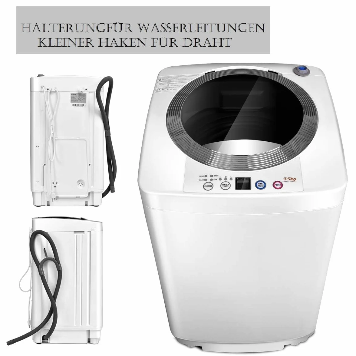 FANTASK Lavadora automática 3,5 kg 240 W carga superior 6 programas con centrifugado