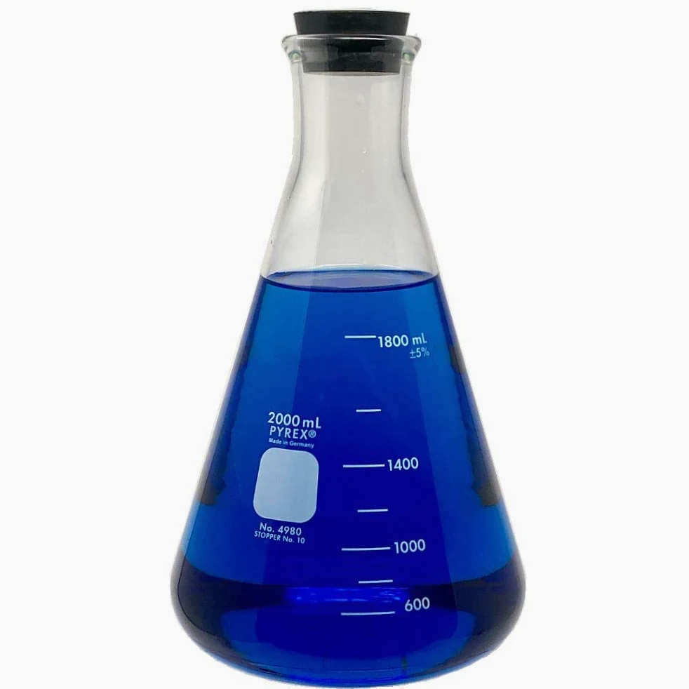 PYREX, 2000ml Erlenmeyer Flask with Rubber Stopper (Single)