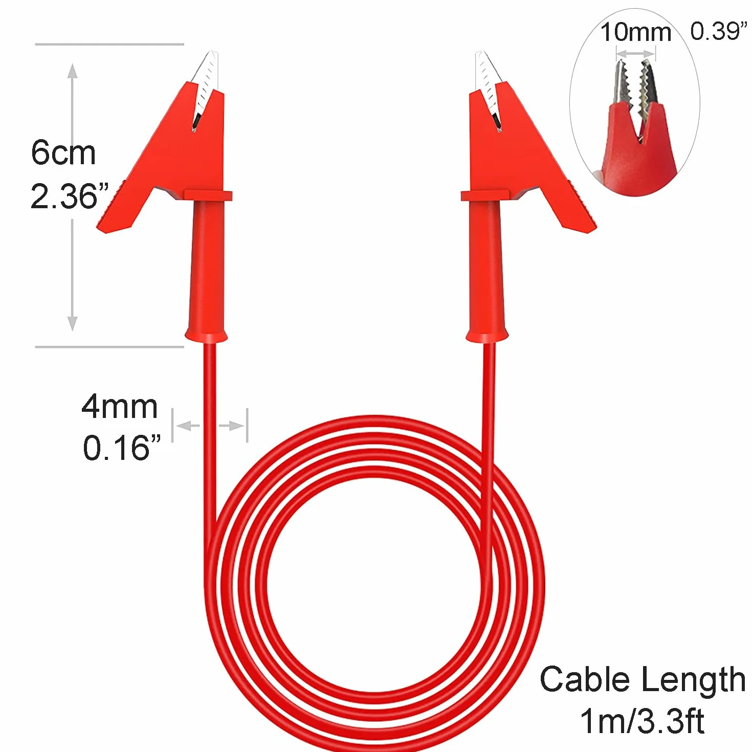 Greluma 2 pinzas de cocodrilo cables de prueba doble extremo aislantes cobre flexible 1 m