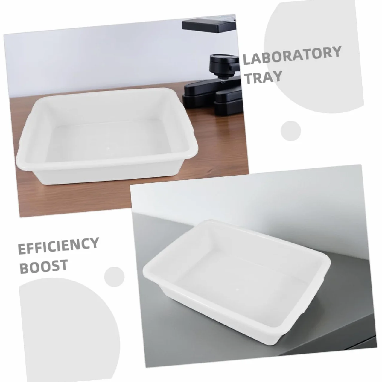 POPETPOP Bandeja Resistente a Ácidos y Álcalis 24x17x6.5 cm Plástico Blanco Anti Fugas Laboratorio