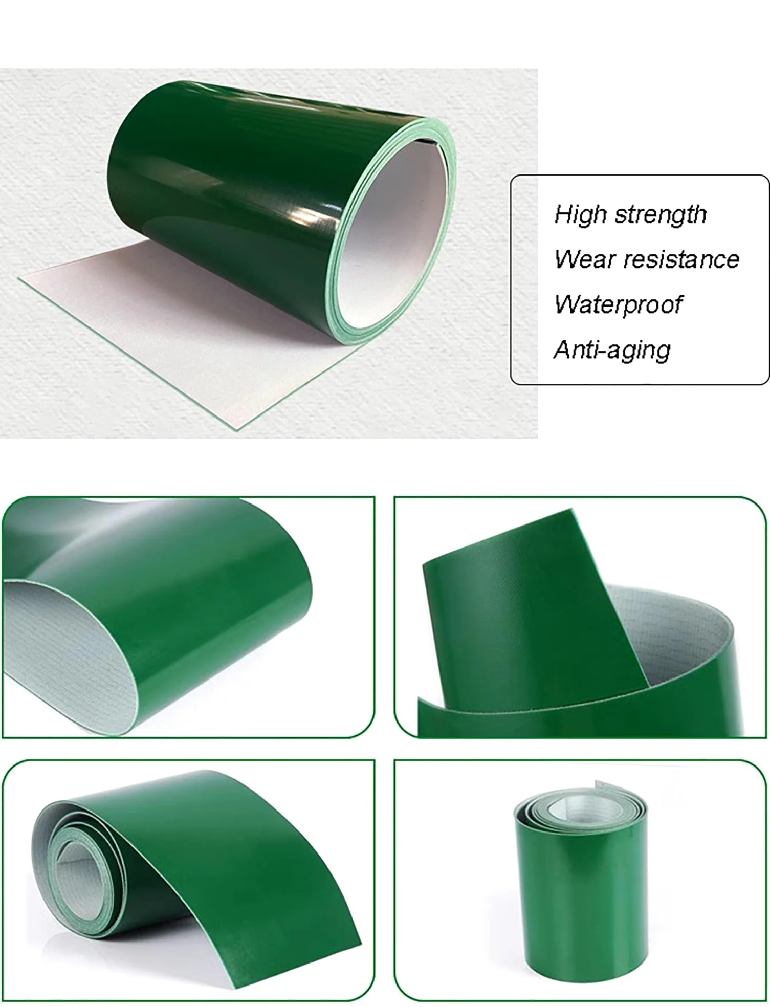 Cinta transportadora de PVC verde de 5 mm de grosor, varios tamaños (40 x 120 cm), duradera, flexible, ideal para uso industrial y doméstico, material resistente, aplicaciones versátiles