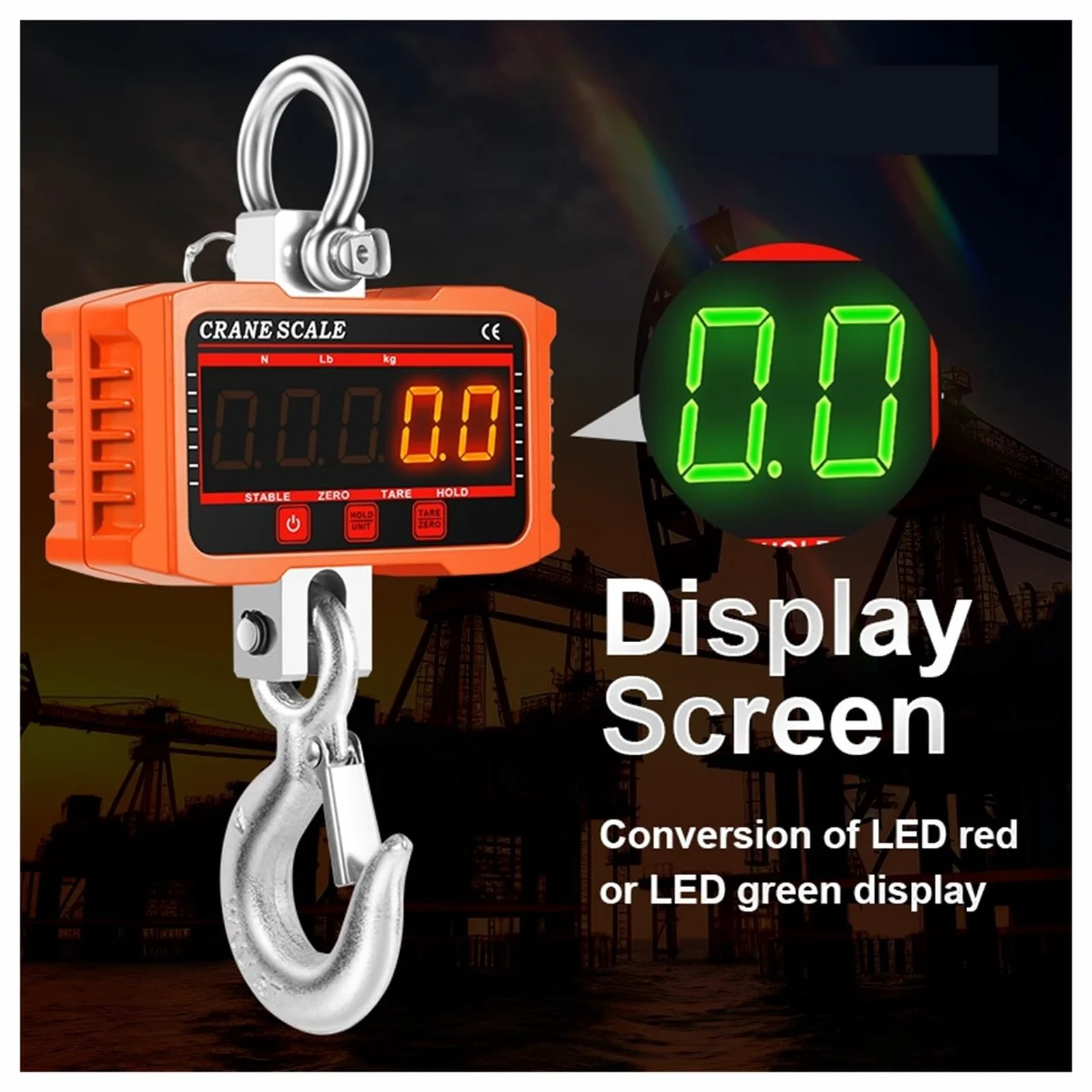 Báscula de grúa Digital de 500KG/1500kg, balanza electrónica Industrial de Alta Carga con Gancho Resistente, balanza de Peso N/LB/kg, 3 Unidades, báscula Colgante,Pesaje Preciso(500kg Orange)