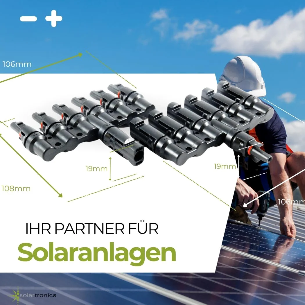 SOLARTRONICS 2 pares de conectores en Y para cable solar fotovoltaico, distribuidor de 6 vías, 1000 V, PV, resistente al agua, IP67, resistente a los rayos UV
