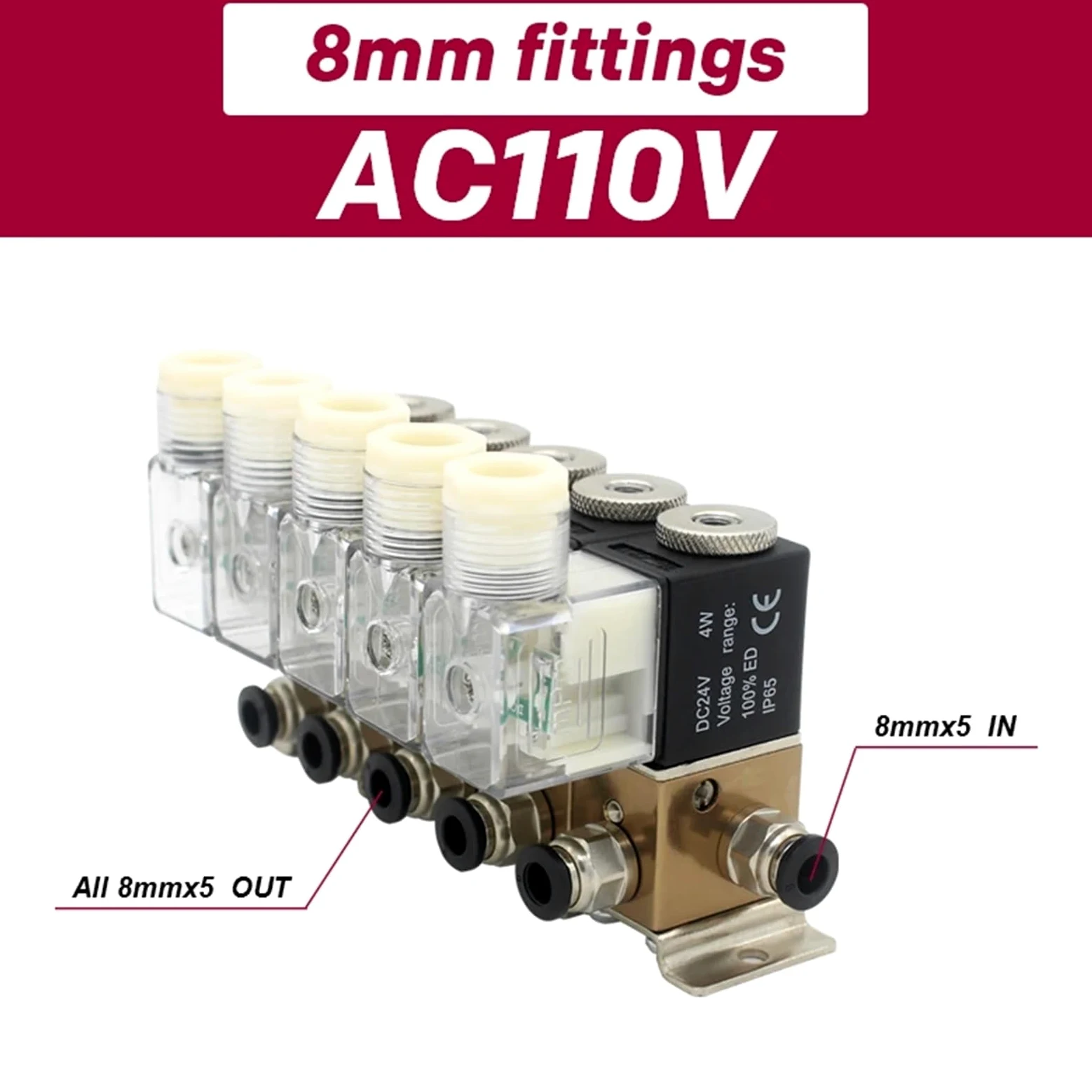 3V1-06 Electroválvula neumática de 3/2 vías, normalmente cerrada, combinación de presión positiva y negativa, control universal con ventosa(AC110V 8mm fittings)
