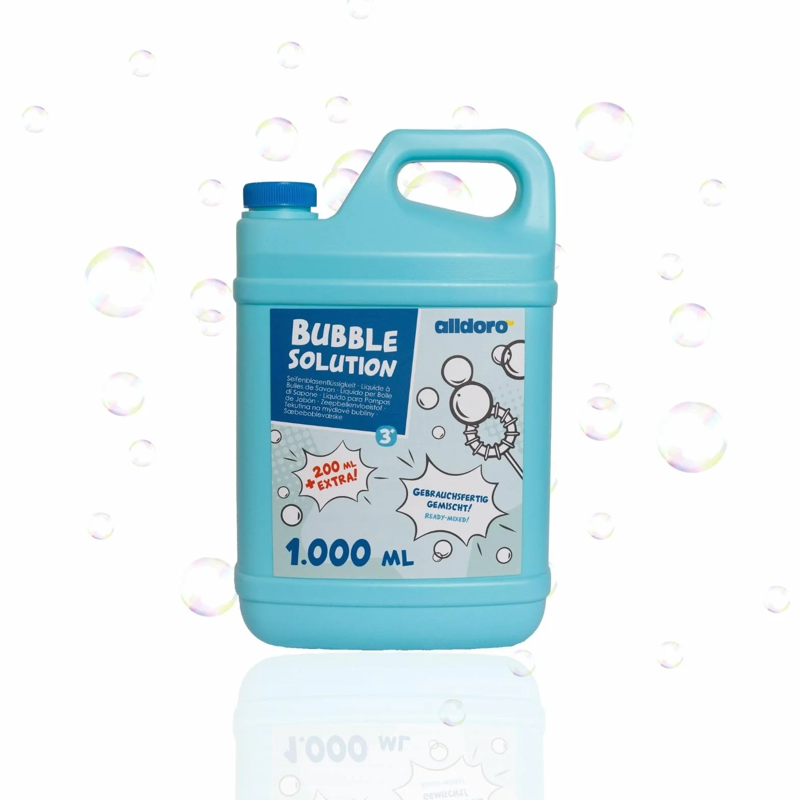 Alldoro 60656 Bubble Fun líquido pompas jabón 1200 ml Agua jabonosa Suministro XL 1,2 litros Recambio