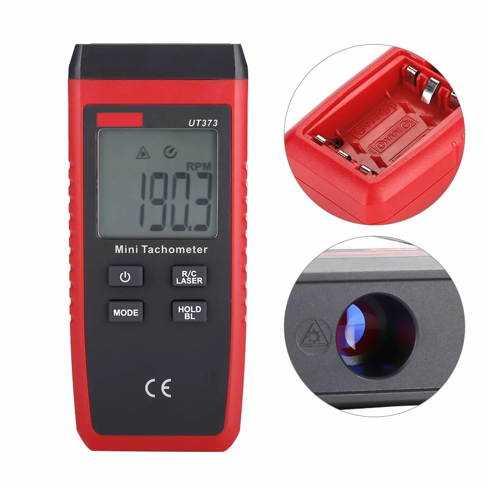 Tacómetro Digital sin Contactos UT373 Láser con Pantalla LCD, Medidor de RPM Portátil para Motores