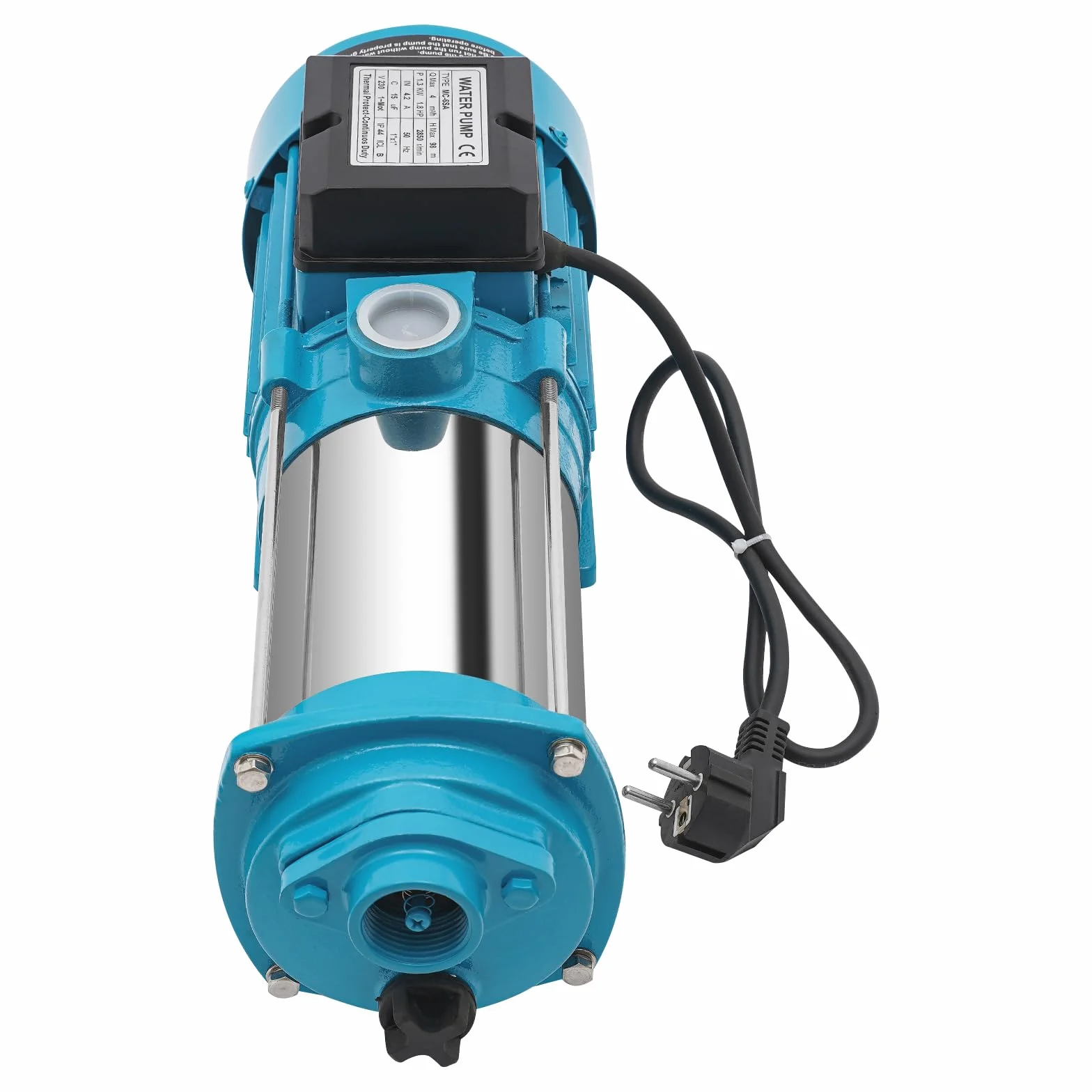Bomba de impulsor centrífugo, bomba de alta presión para suministro de agua a larga distancia, caudal máximo de 4000L | altura máxima de suministro de 98m