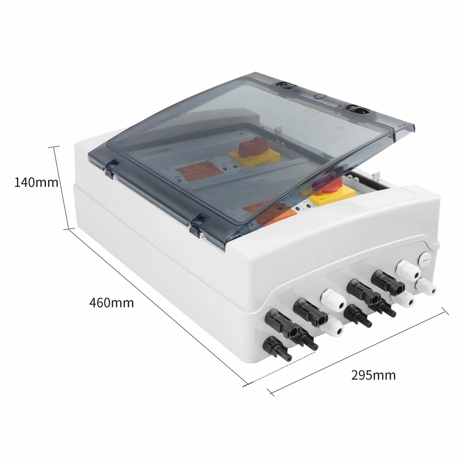 Caja del combinador Solar Caja combinadora fotovoltaica Solar con 4 entradas y 2 Salidas, Fusible DC 1000 V, MCB, SPD, IP65, 24 vías
