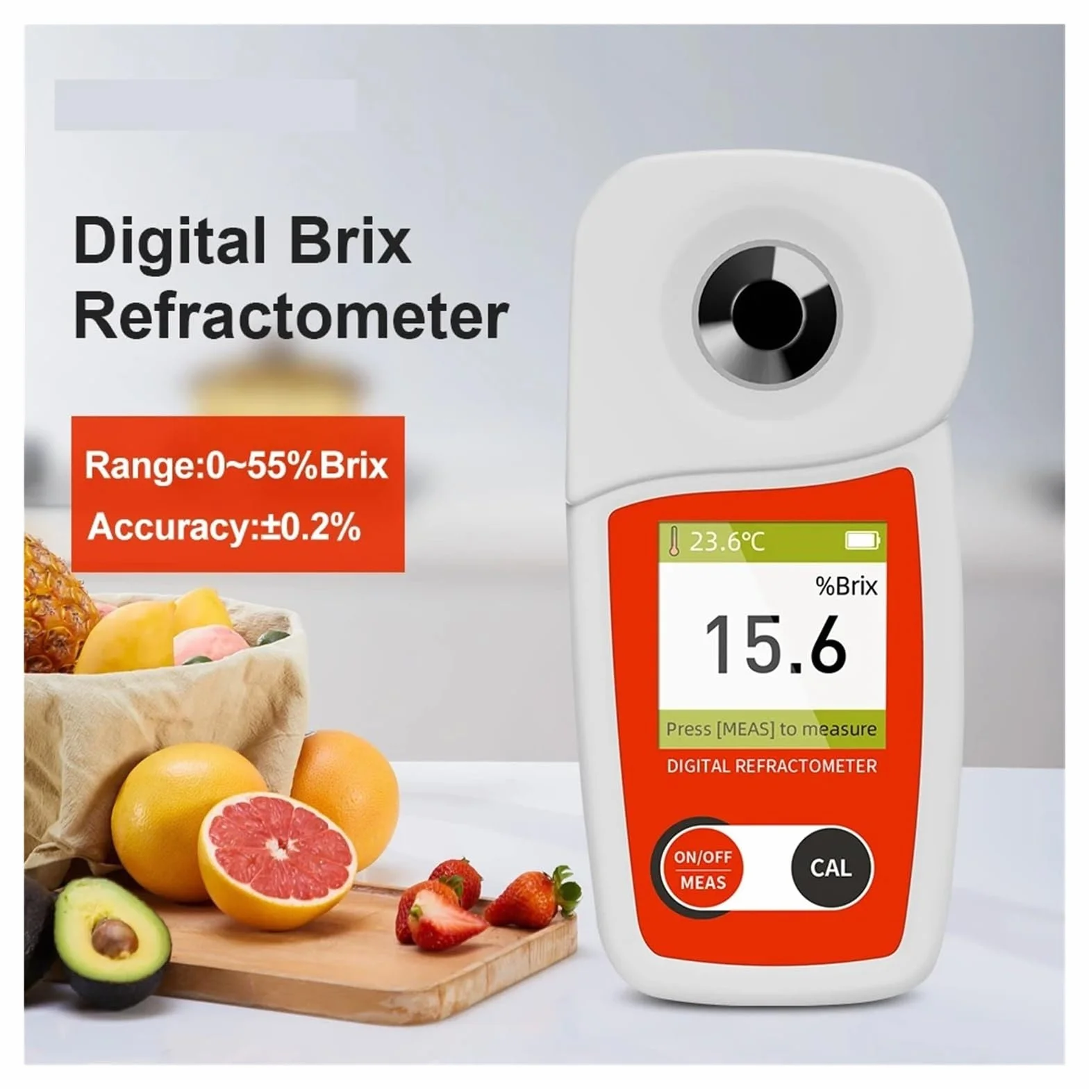 Refractómetro digital Brix, medidor Brix, compensación automática de temperatura, refractómetro Brix Respuesta Rápida(E08S Range 0-35)