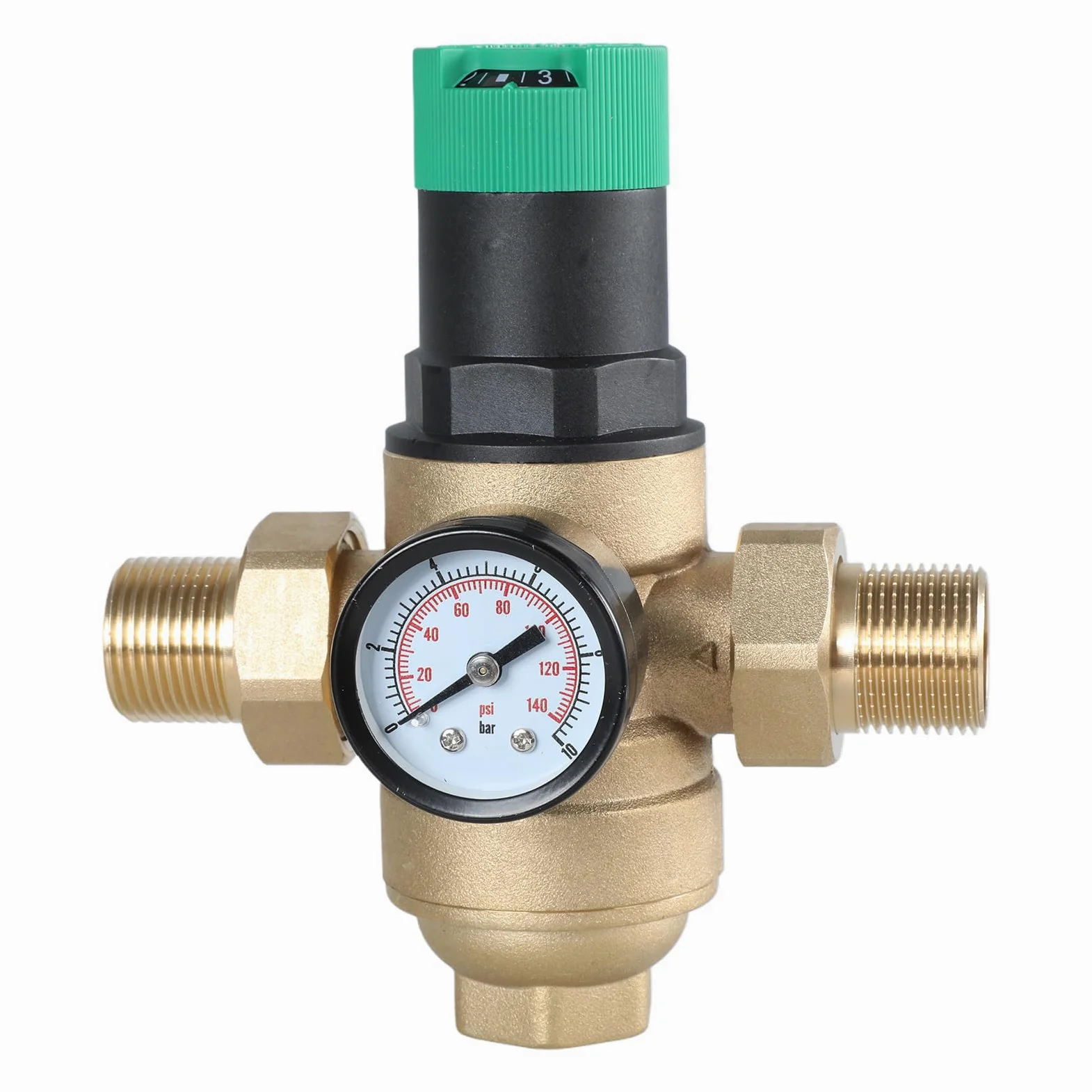 G1/2 Regulador de presión de agua reductor de presión con medidor de agua ajustable Regulador de control de agua de latón