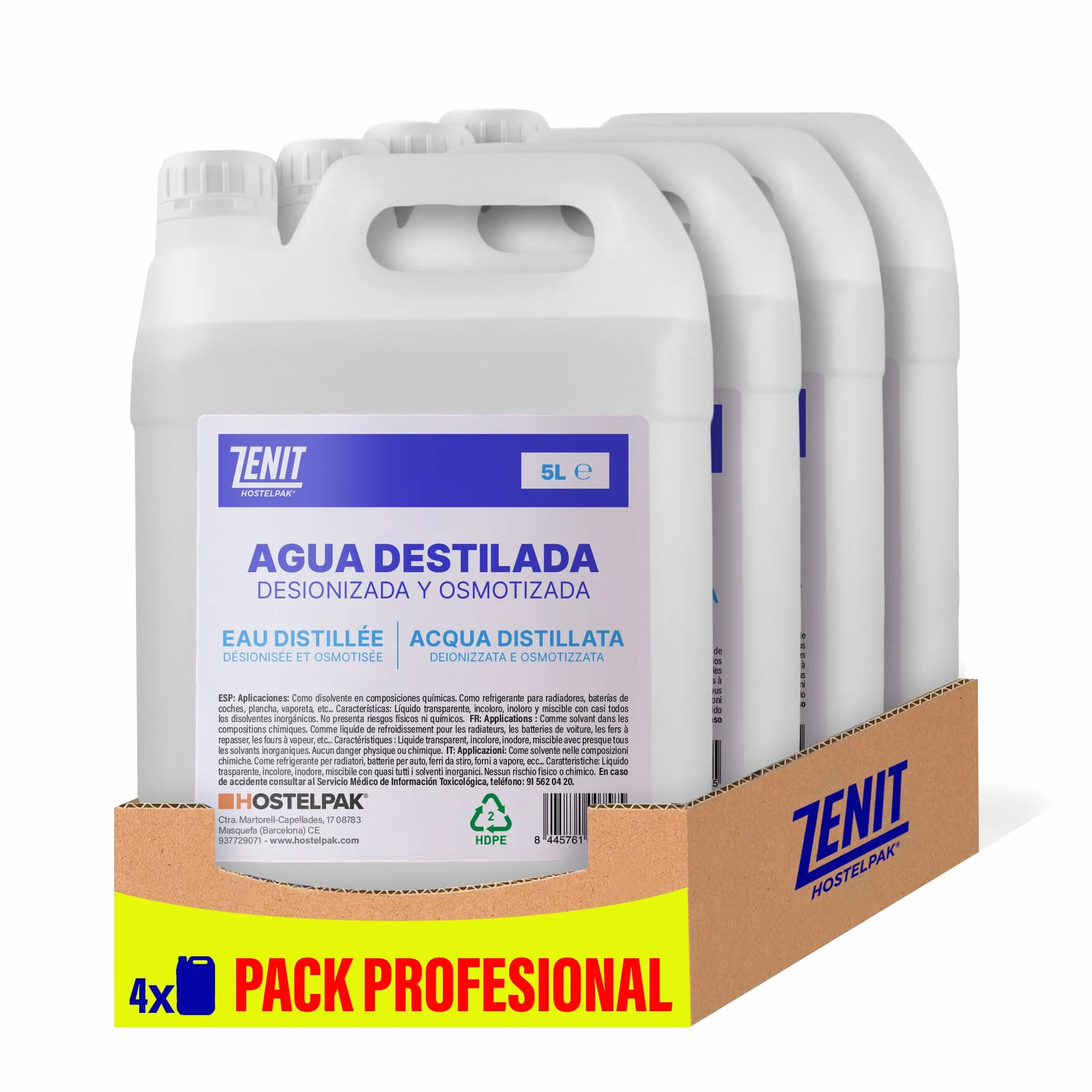 Agua Destilada 5 Litros x4 – Agua Desmineralizada para CPAP y Plancha