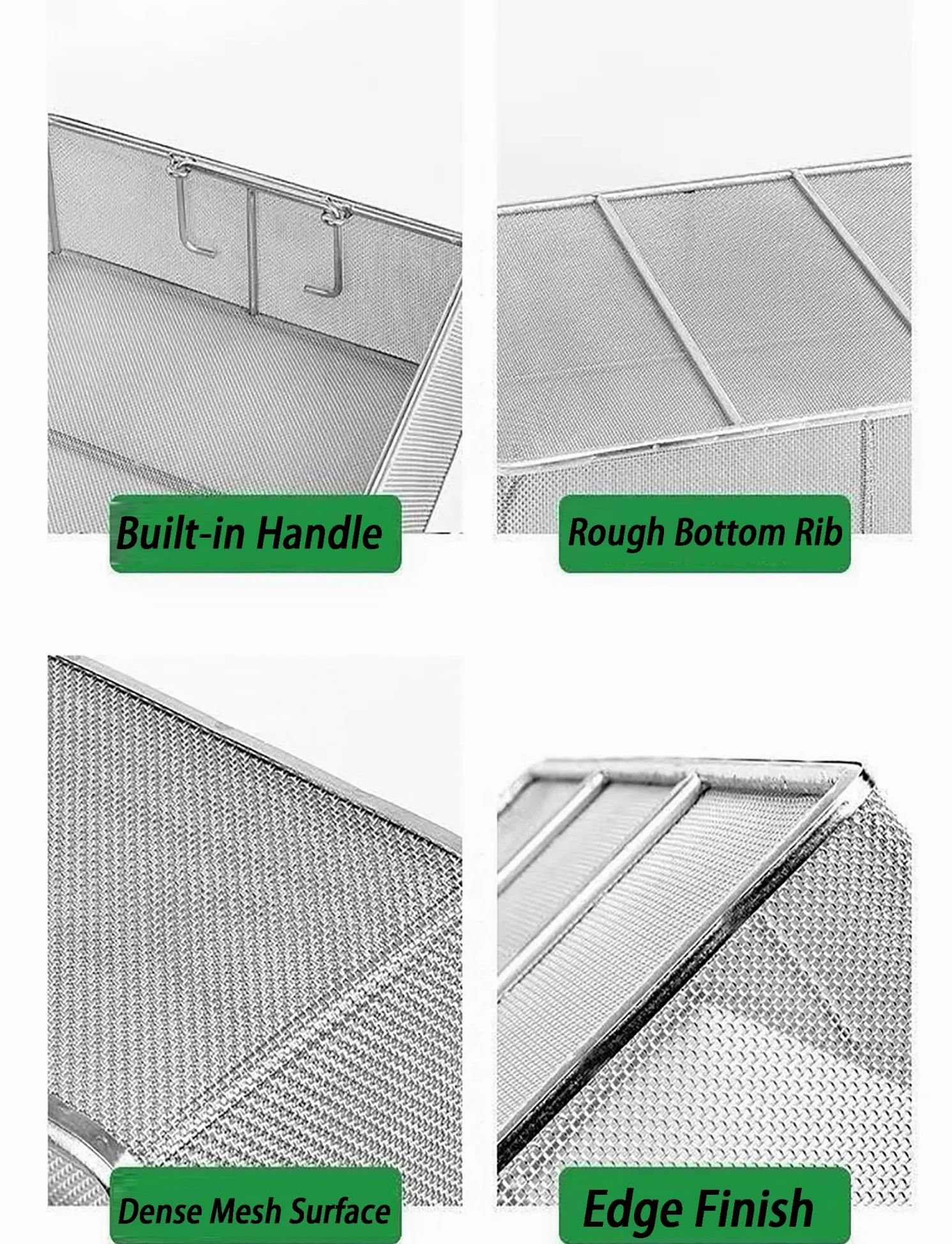 Cesta de malla de alambre de acero inoxidable, filtración y lavado industrial, filtro de malla fina para tamizado de laboratorio y limpieza de piezas, construcción duradera