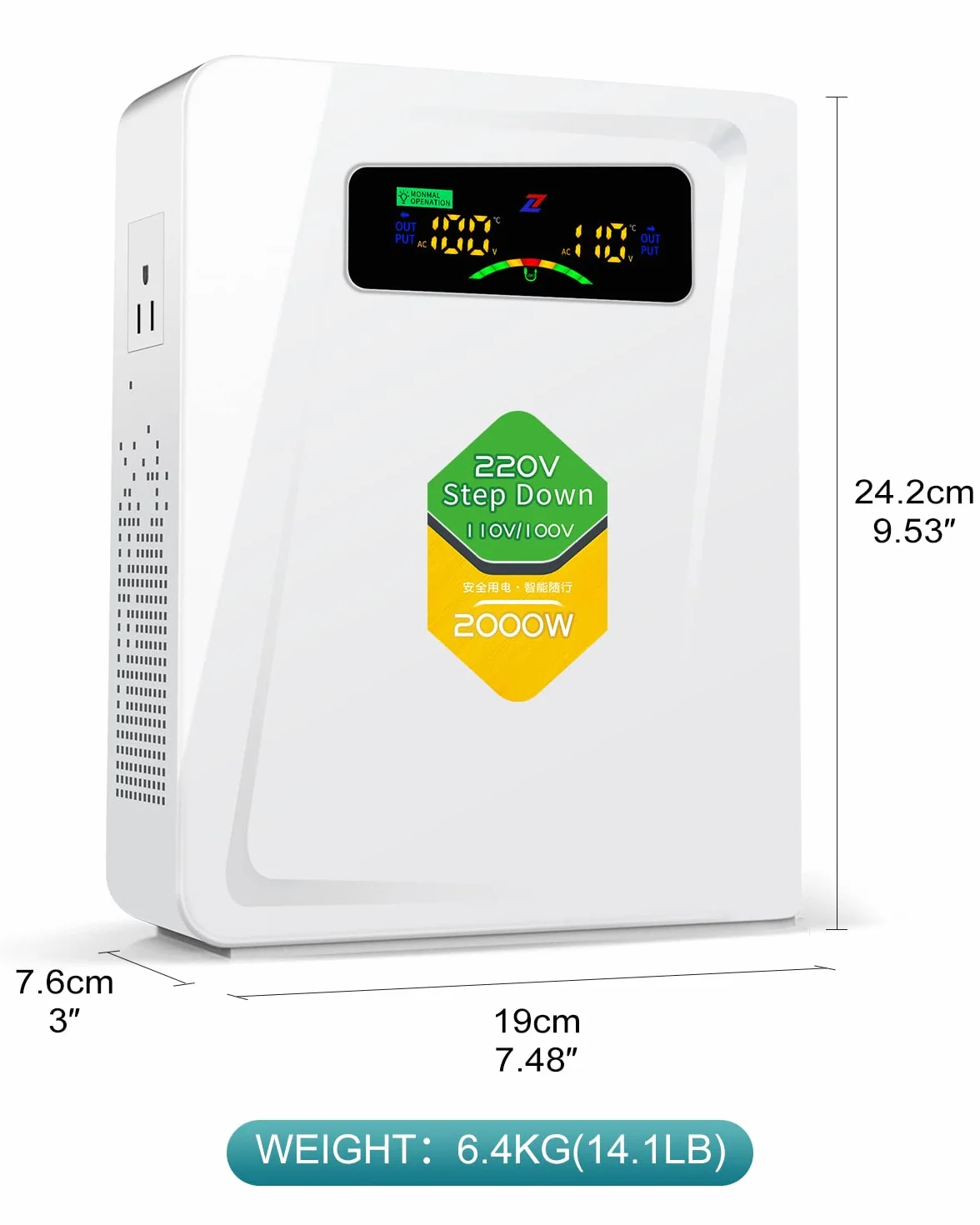 ZHENGXI ELECTRIC 2000W Transformador 220v a 110v,Step Down Convertidor de Voltaje 220 a 110v