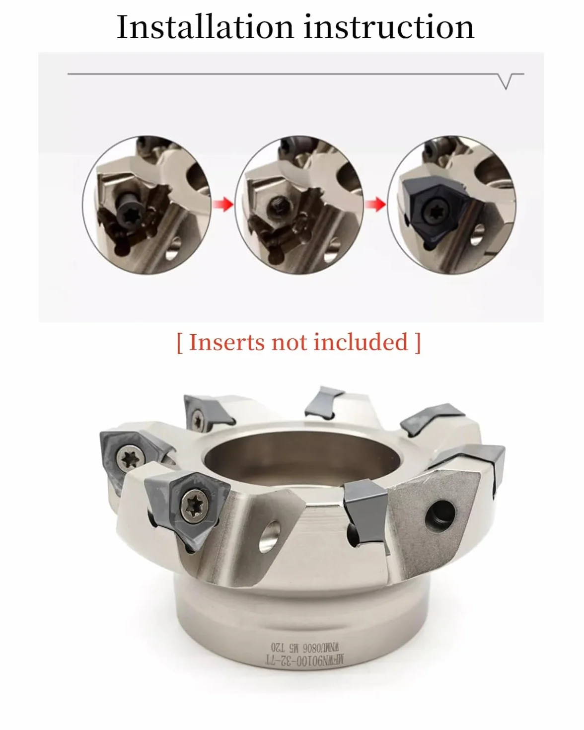 Fresa facial indexable de 7 flautas MFWN90 100-32-7T con refrigeración interna