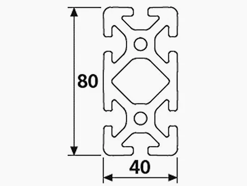 Perfil de aluminio 40 x 80 mm, tipo I, ranura 8 (difícil), anodizado en plata, perfil de aluminio 40 x 80, perfil de aluminio 40 x 80, perfil de montaje de 1180 mm