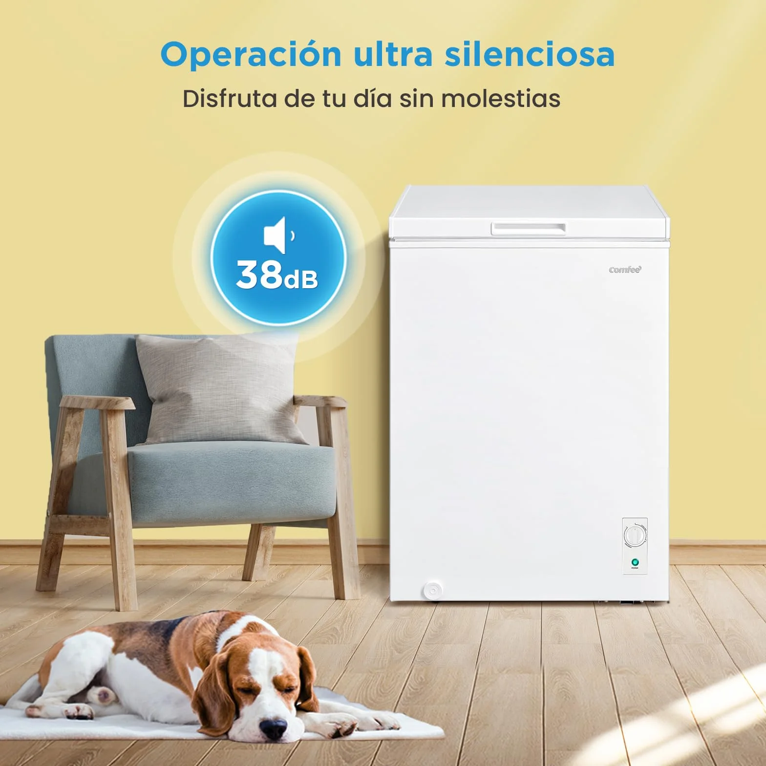 Comfee' Congelador Arcón Independiente 99L, Convertible a Congelador/Refrigerador, Inverter, 4 Estrellas, Blanco