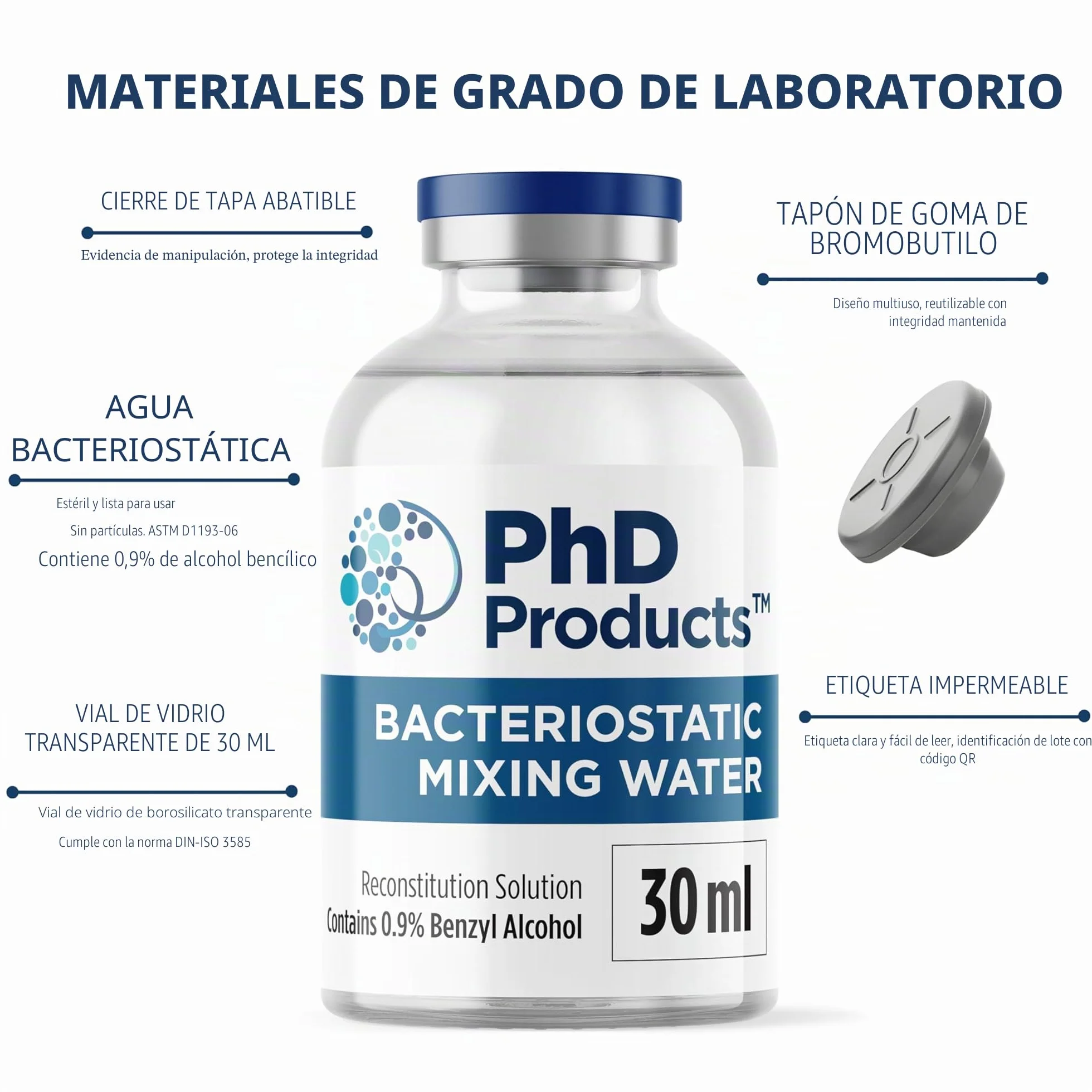 Diluyente Bacteriostático 30 ml Solución Reconstitucional Laboratorio UE