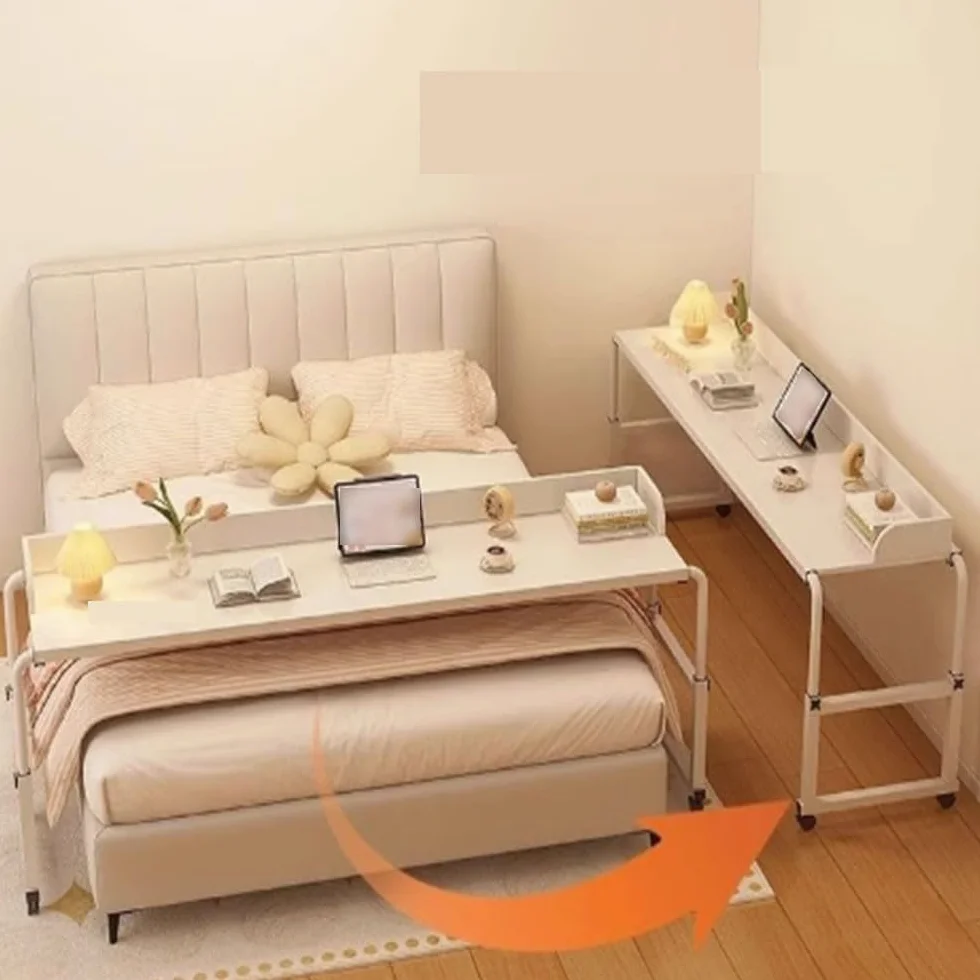 Mesa de Noche con Ruedas, Extensible, con Ruedas, para portátil, Mesa de Noche, Escritorio móvil, Mesa de Lactancia, Mesa para portátil, Bandeja con Ruedas para portátil y Escritura en la sa