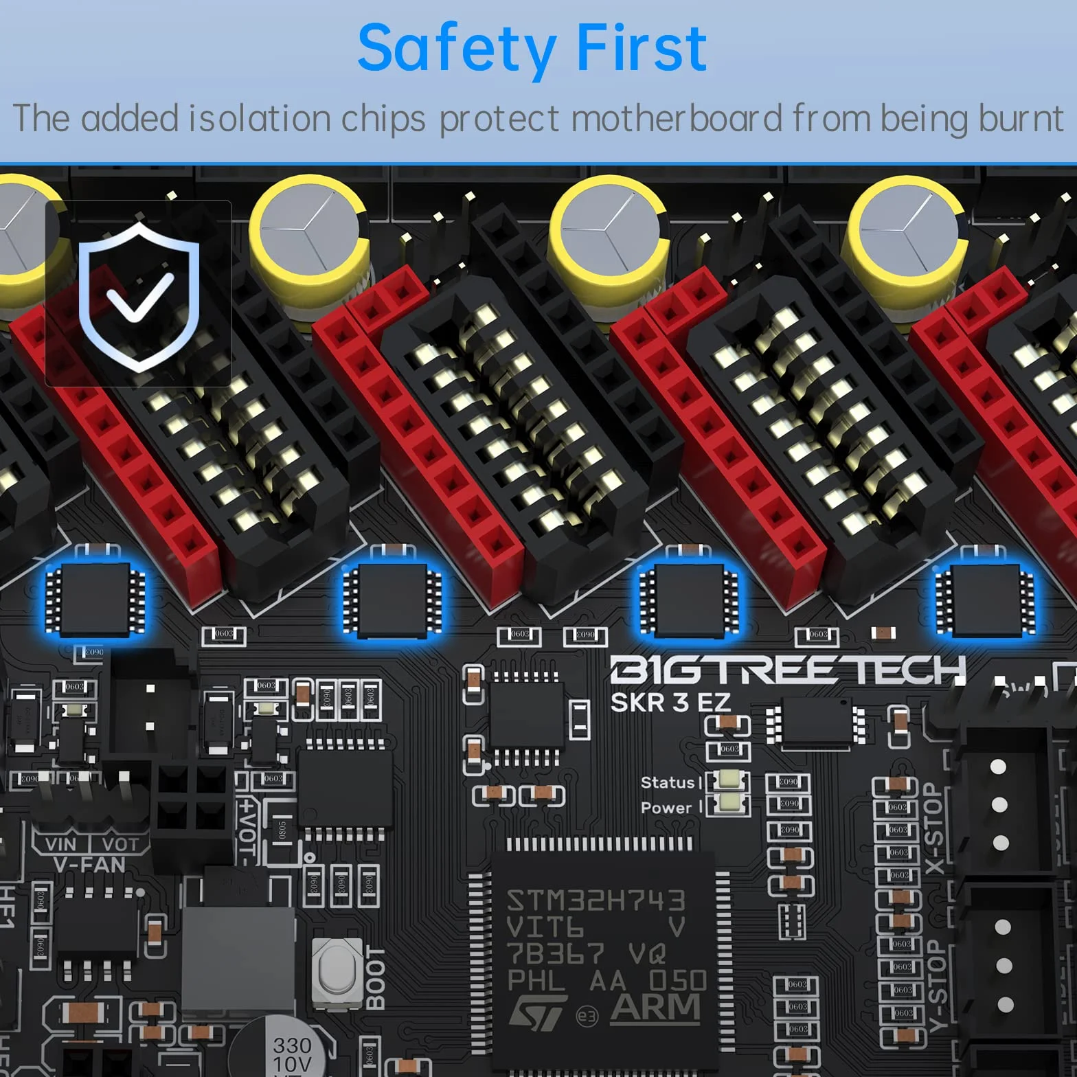 BIGTREETECH SKR 3 EZ Placa base silenciosa 48 V Soporte de impresión de alta velocidad Marlin & Klipper Firmware Compatible con EZ2209 TMC5160 TMC2209 Controlador para impresora 3D DIY placa de