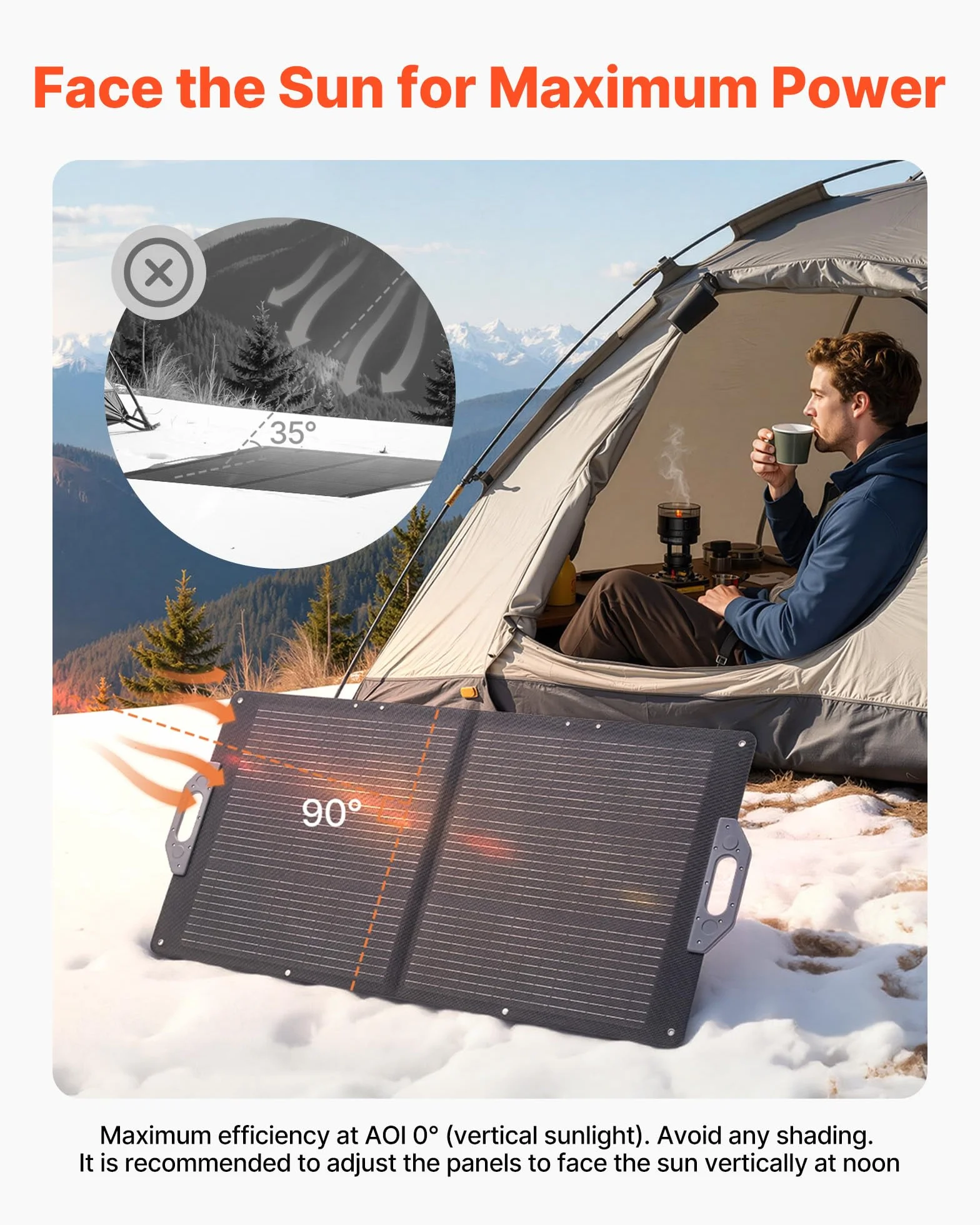 VEVOR Placa Solar Plegable 100W, Panel Solar Monocristalino Portátil con Puertos USB MC4 DC, Alta Eficiencia 24%, IP65 Impermeable, Compatible con Estaciones de Energía Acampadas Autocaravanas Viajes