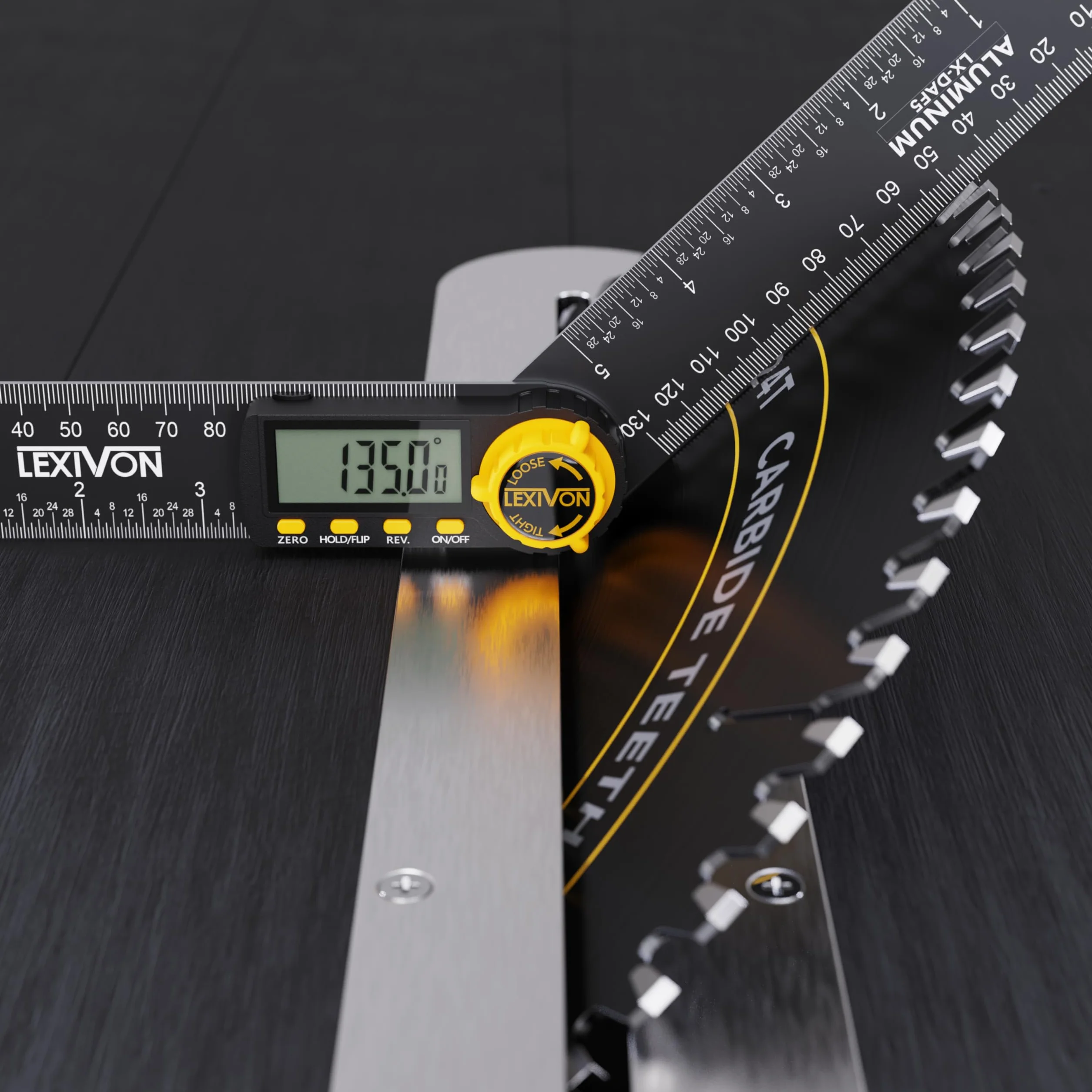 LEXIVON Medidor de Angulo Digital de Aluminio 130 mm con Pantalla XL y Bolsa (LX-DAF5)